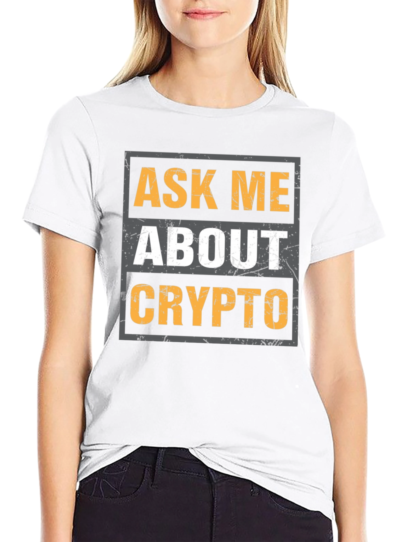 Ask Me About Crypto T-Shirt - Black Cotton Blend