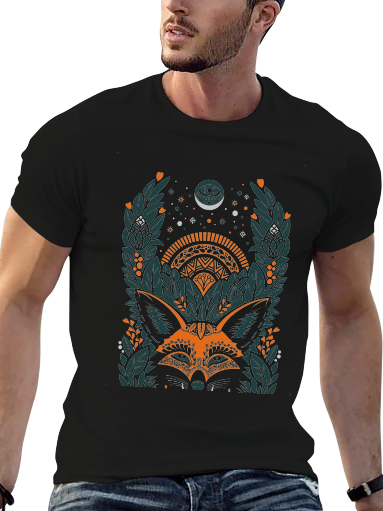 Mystic Fox Graphic Tee - Unisex Black T-Shirt