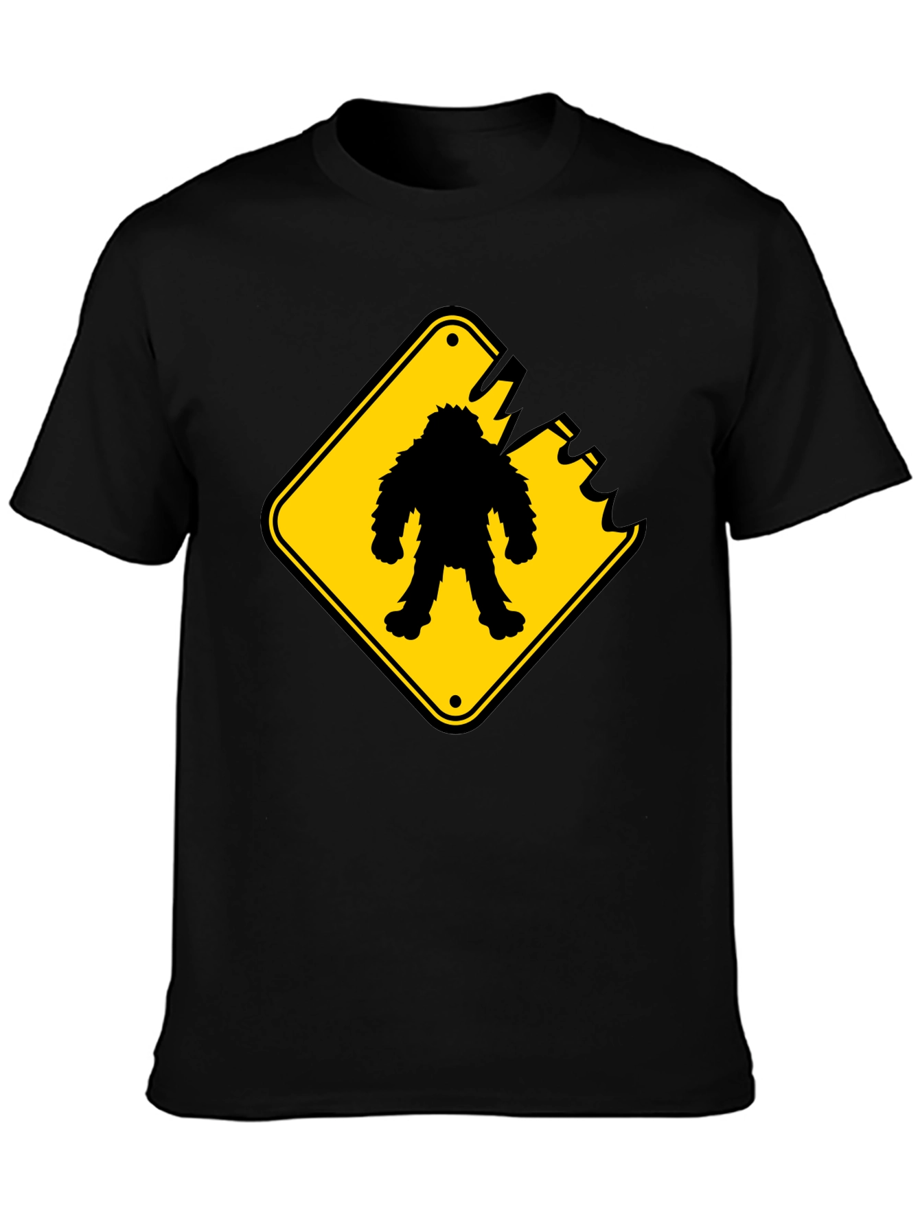 Sasquatch Crossing Black T-Shirt - Novelty Graphic Tee
