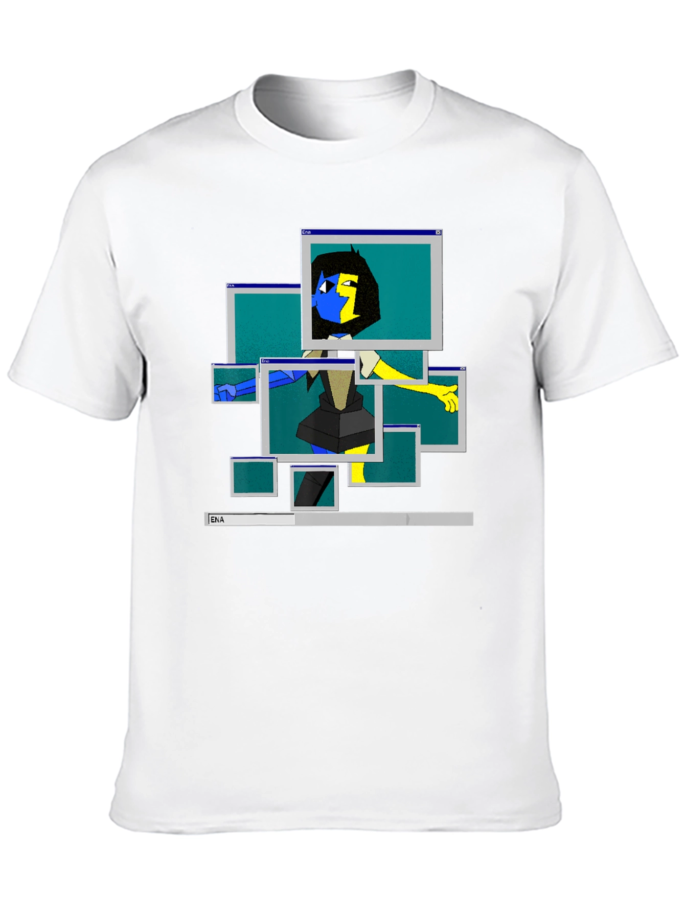 ENA Windows Graphic T-Shirt Mens Black Cotton Tee