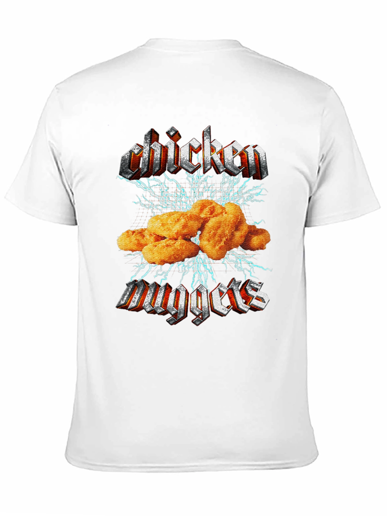Chicken Nuggets Heavy Metal Style Black T-Shirt