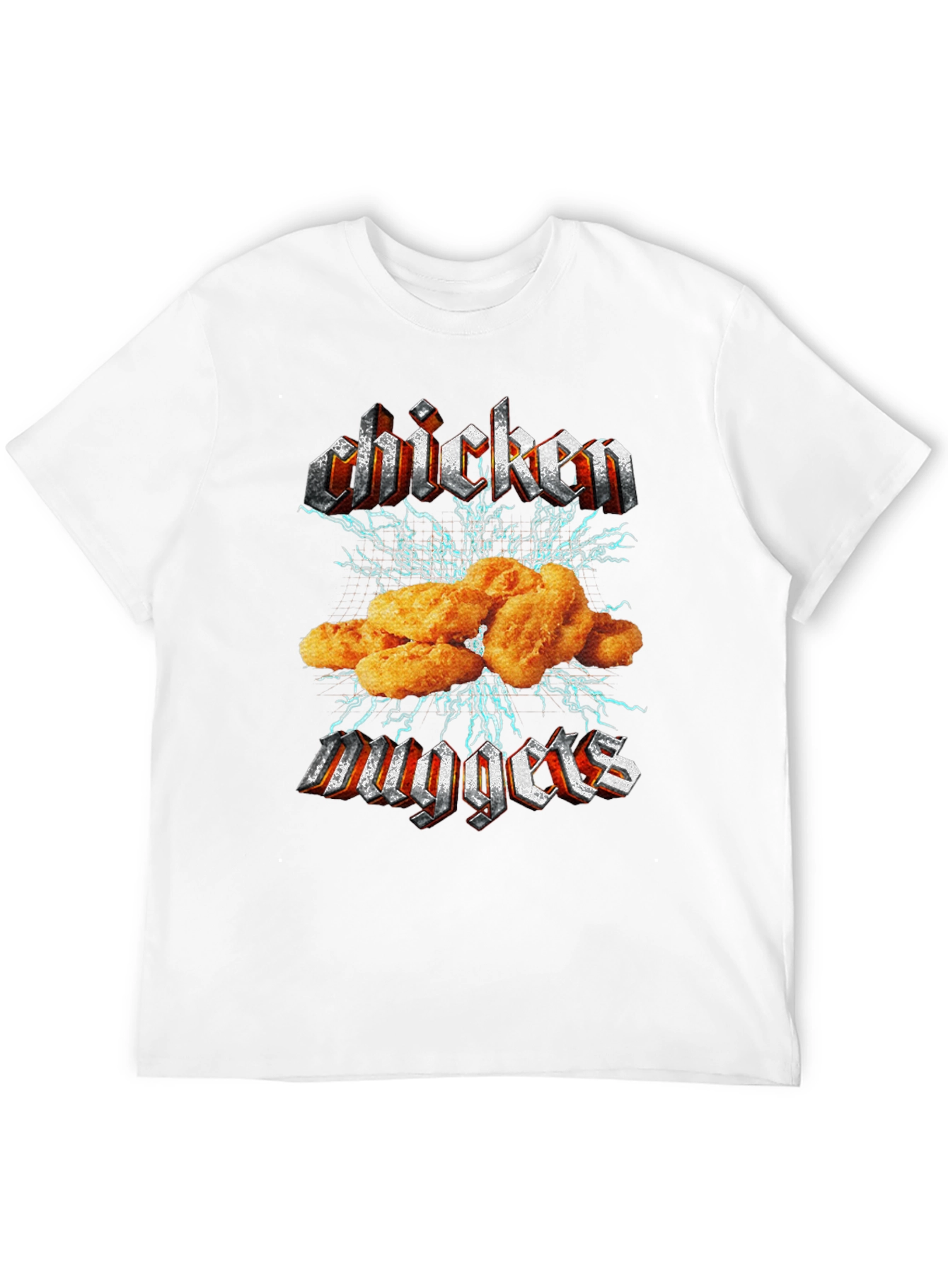 Chicken Nuggets Heavy Metal Style Black T-Shirt