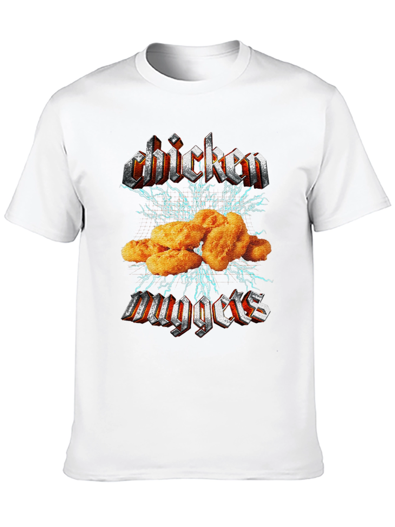 Chicken Nuggets Heavy Metal Style Black T-Shirt