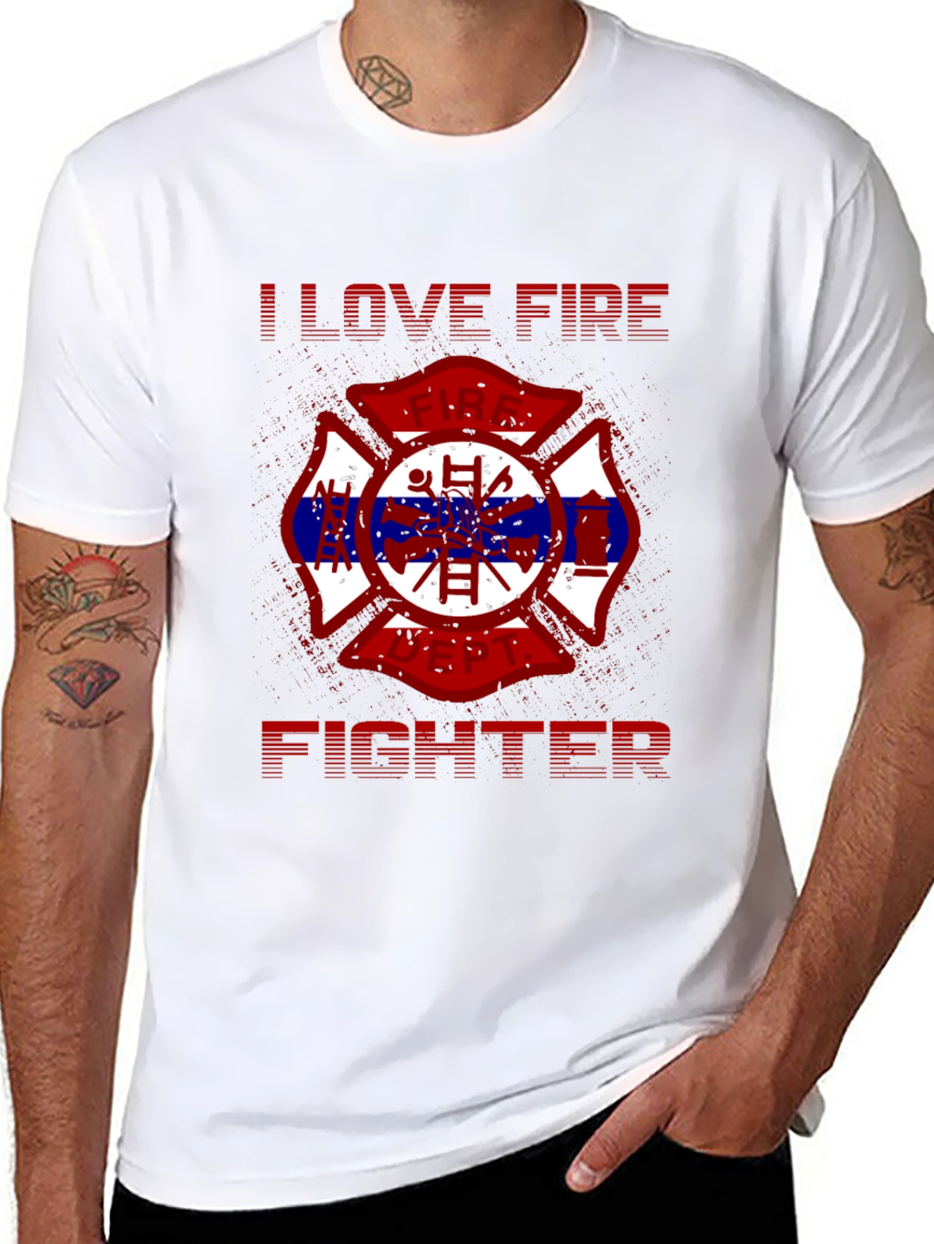 I Love Firefighter Graphic T-Shirt