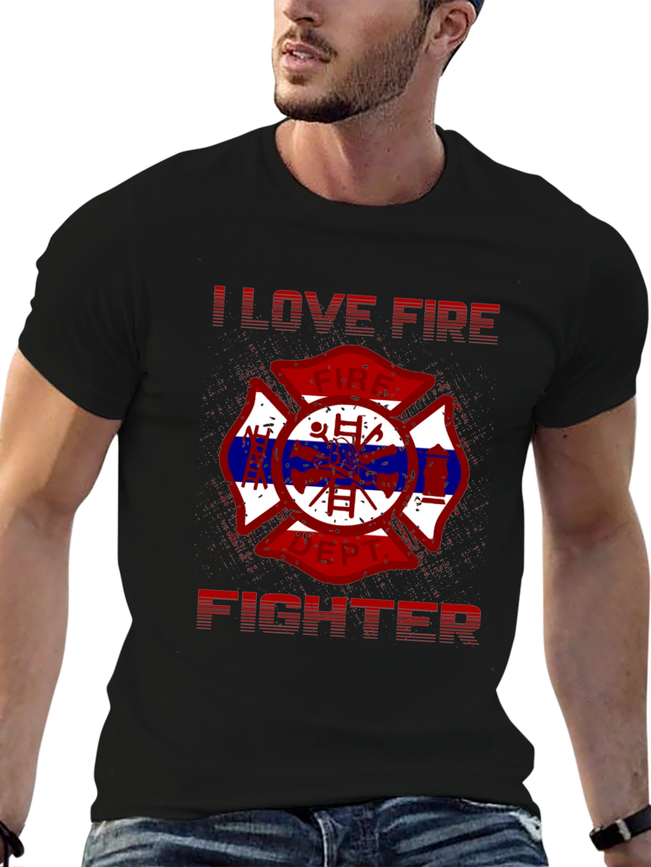 I Love Firefighter Graphic T-Shirt