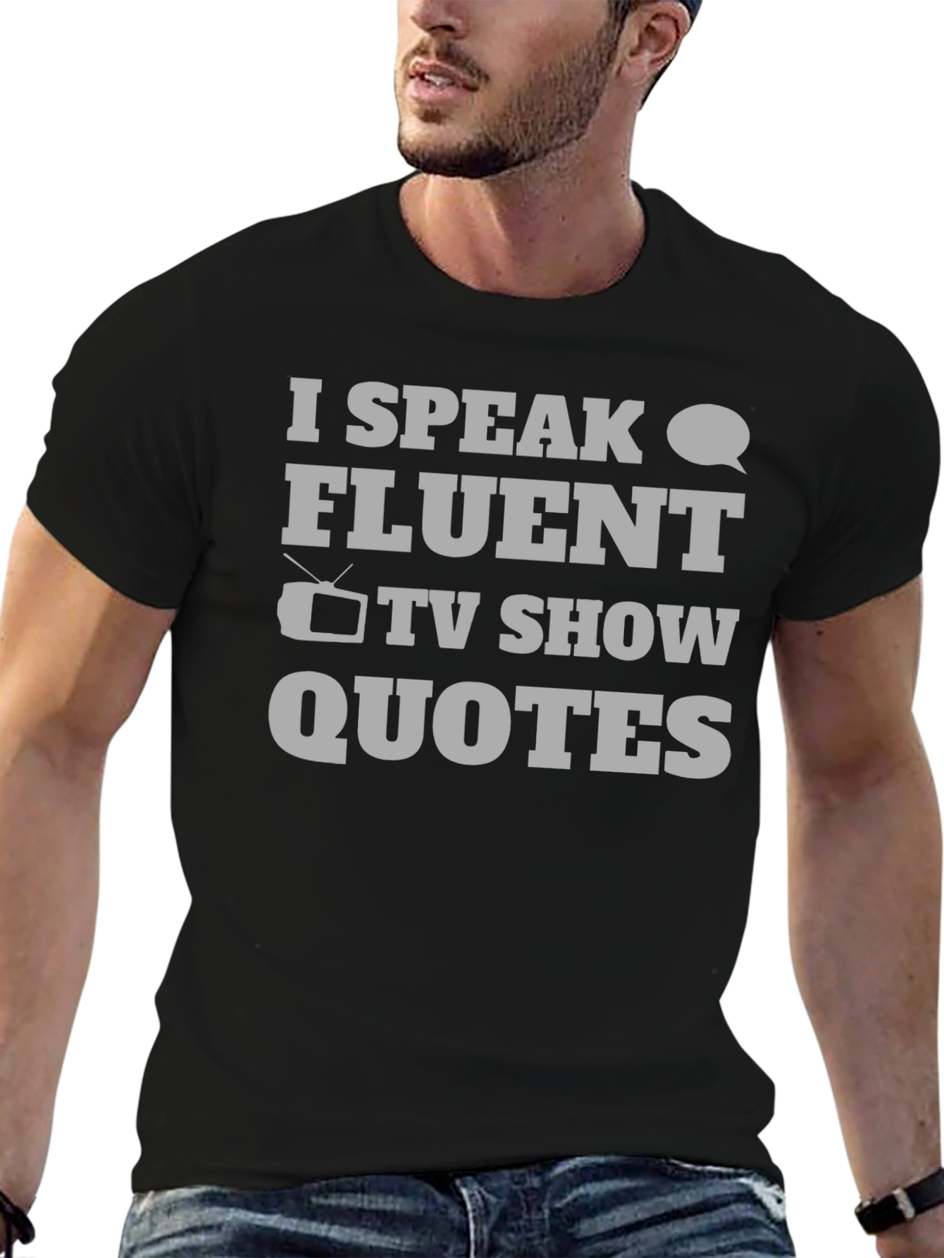 Funny I Speak Fluent TV Show Quotes Black T-Shirt