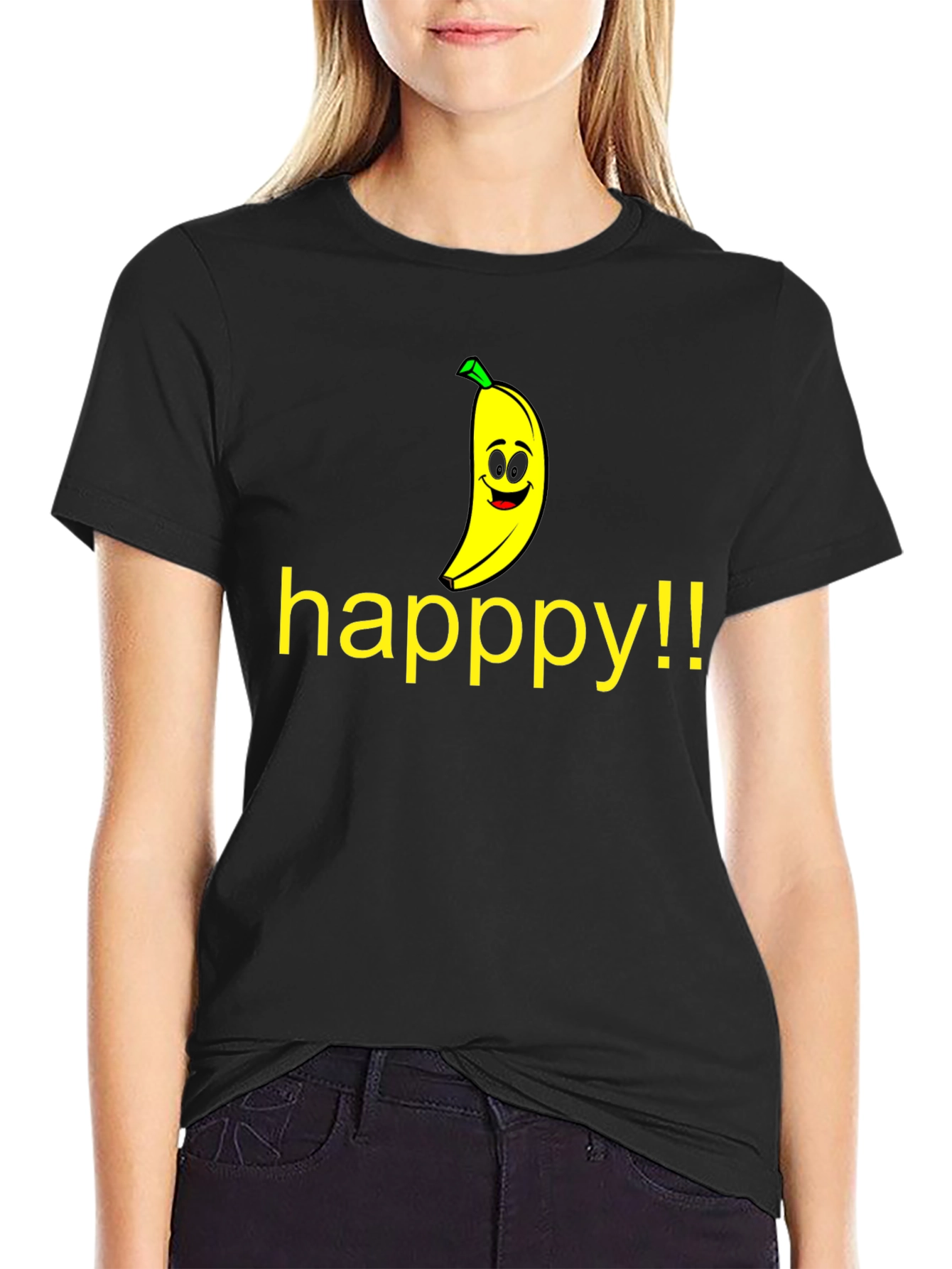 Happy Banana Graphic Tee - Unisex Black T-Shirt