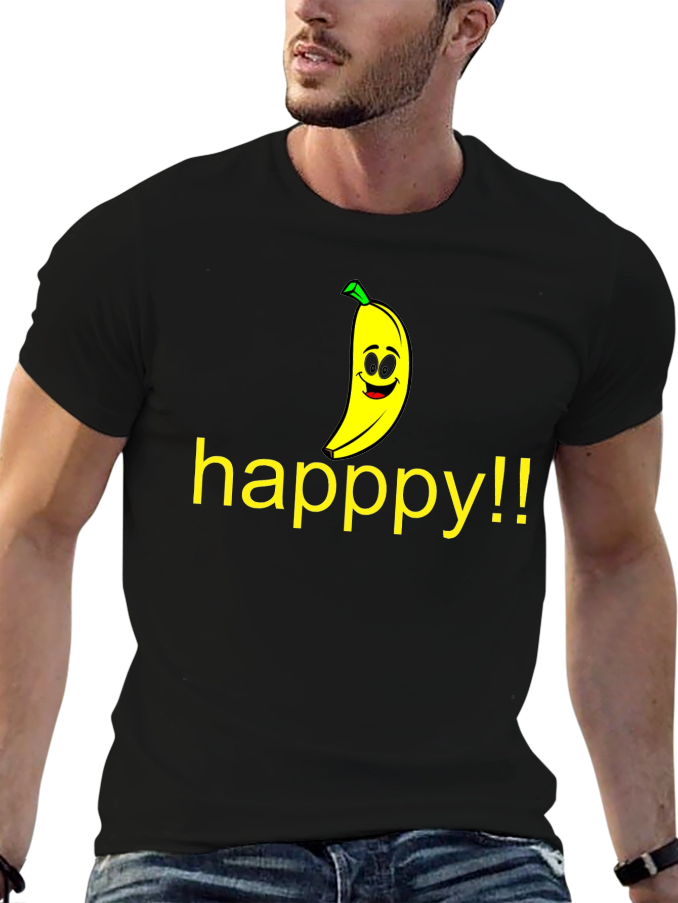 Happy Banana Graphic Tee - Unisex Black T-Shirt