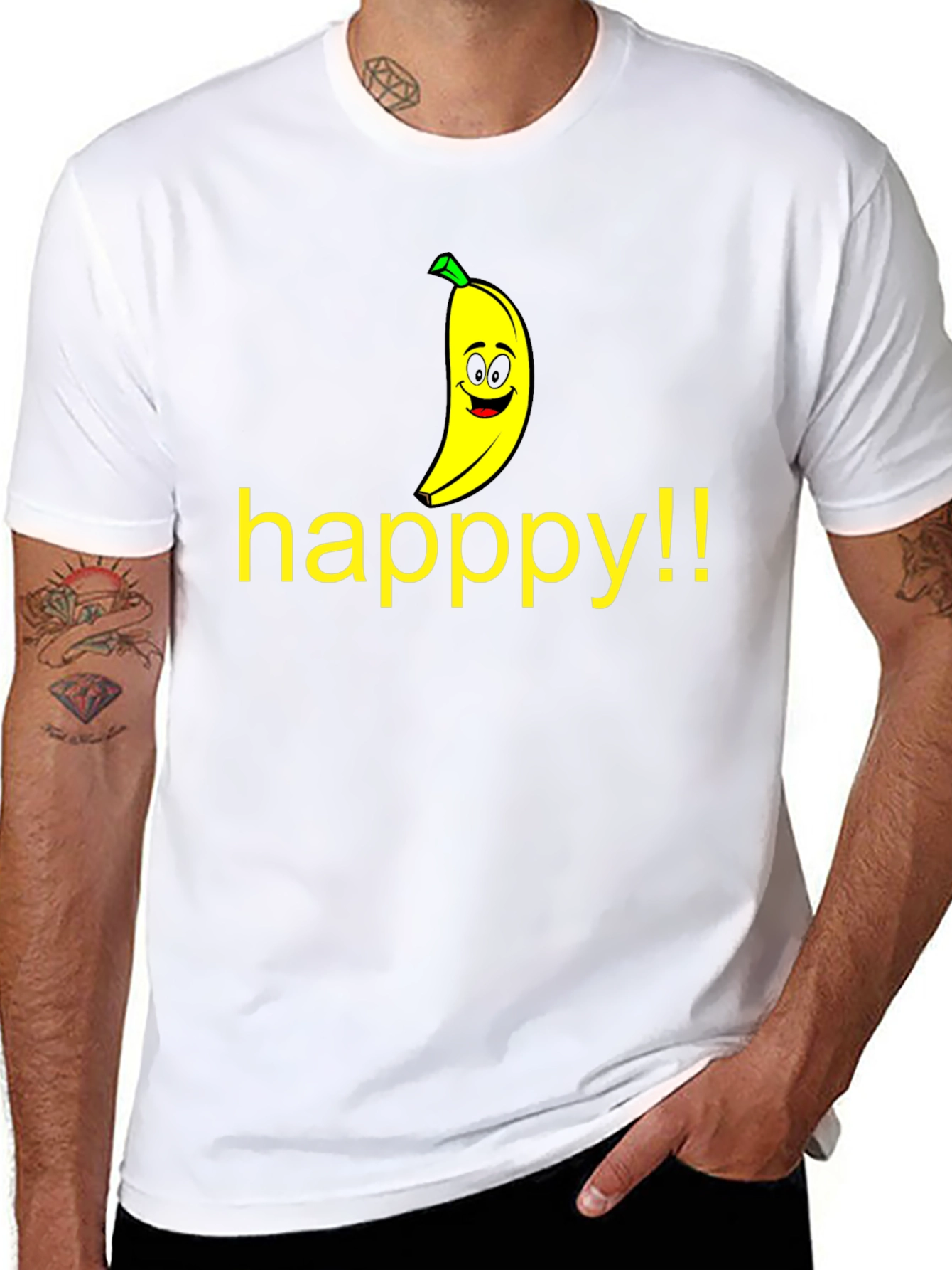 Happy Banana Graphic Tee - Unisex Black T-Shirt