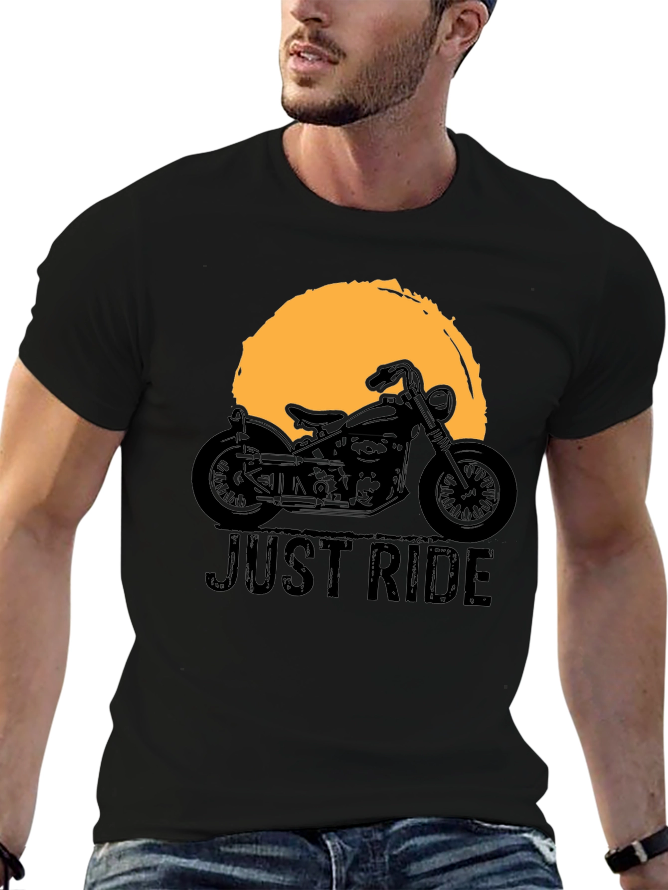 Just Ride Motorcycle Graphic Tee - Black