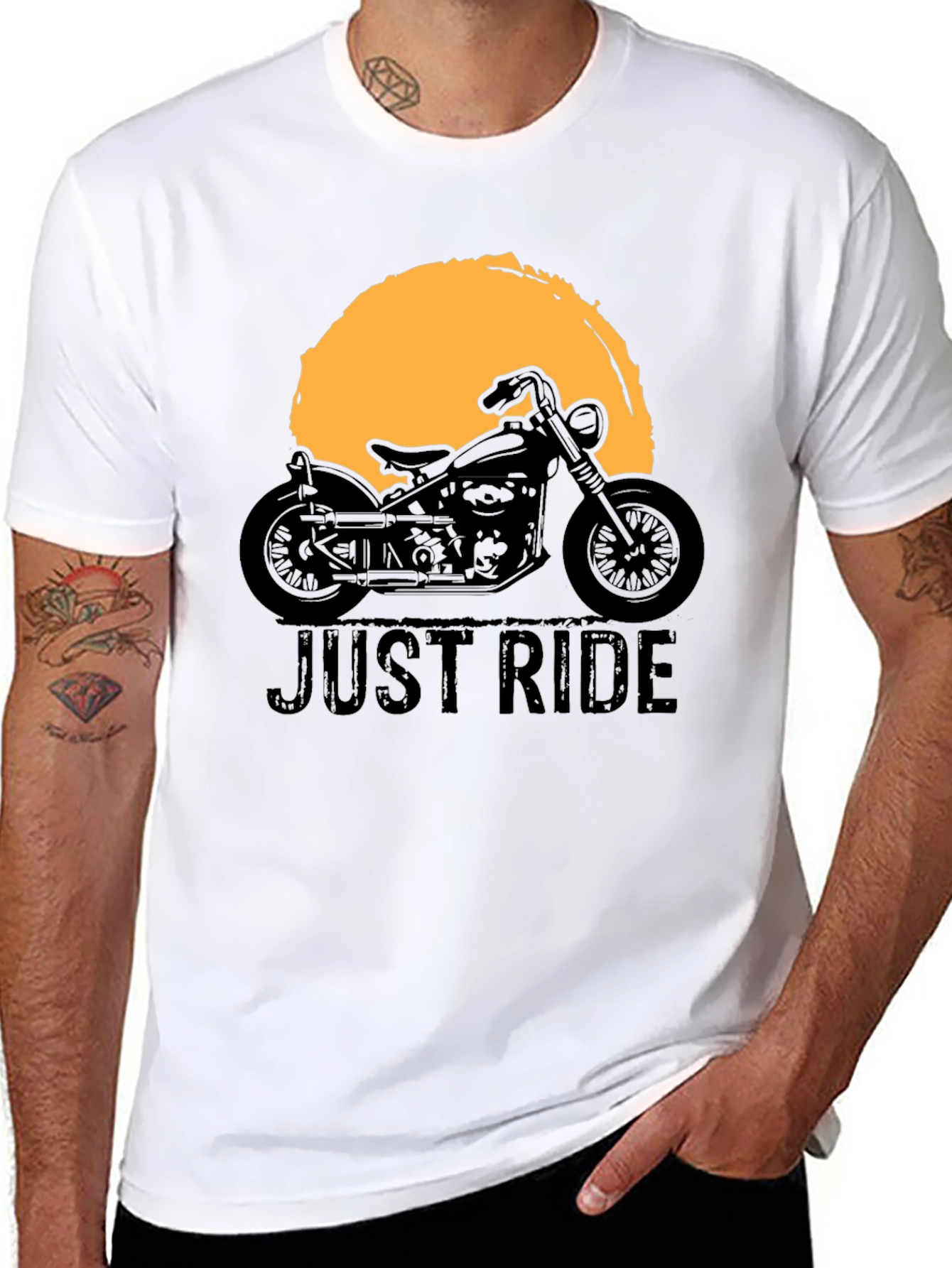 Just Ride Motorcycle Graphic Tee - Black