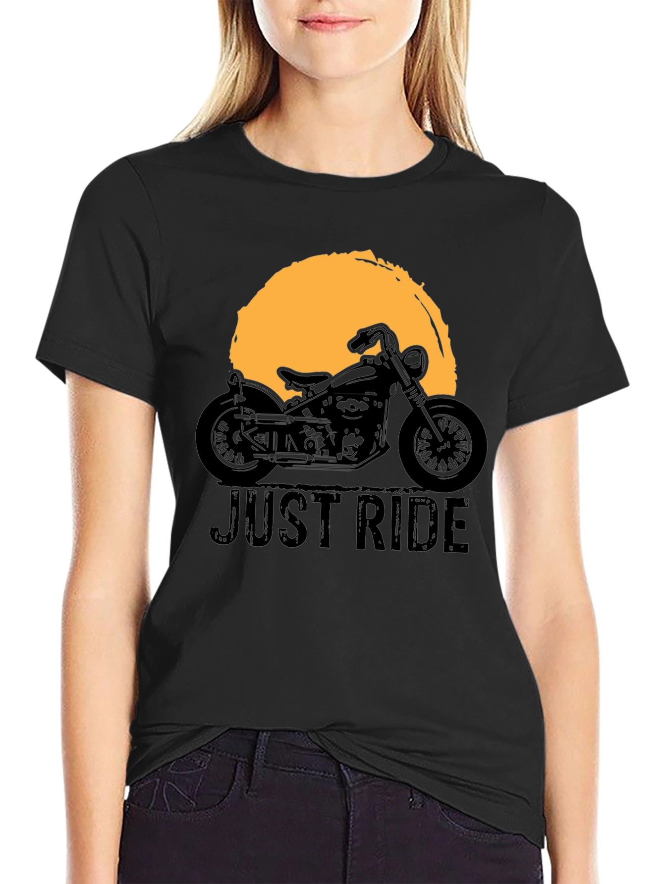 Just Ride Motorcycle Graphic Tee - Black