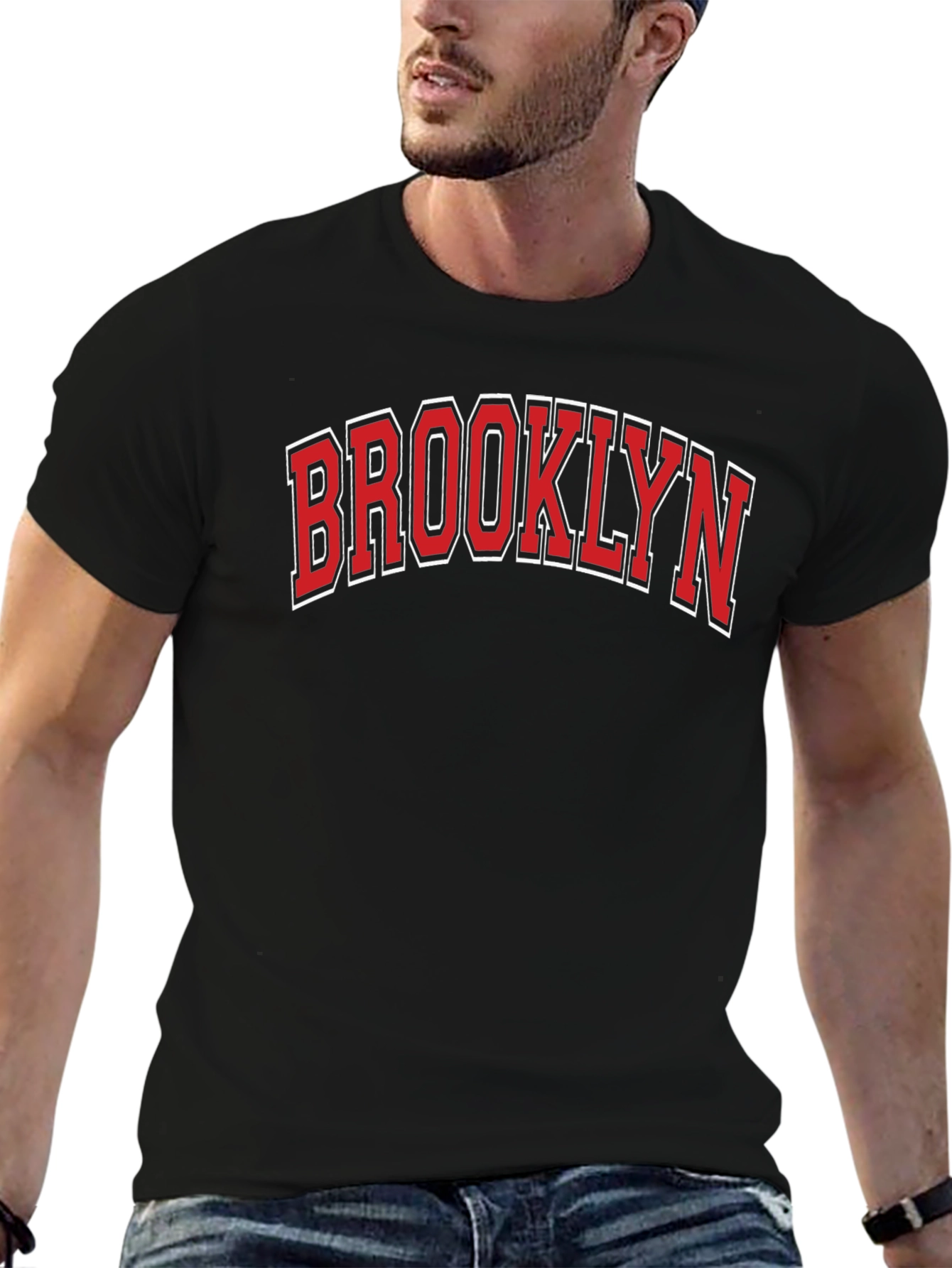 Brooklyn Text Graphic Black Cotton T-Shirt