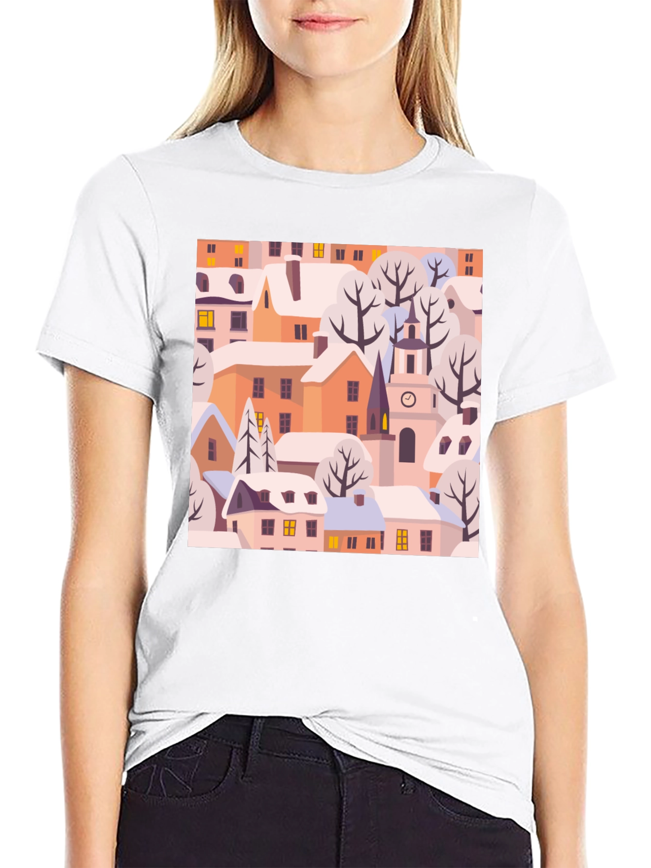 Winter Village Graphic Tee - Black