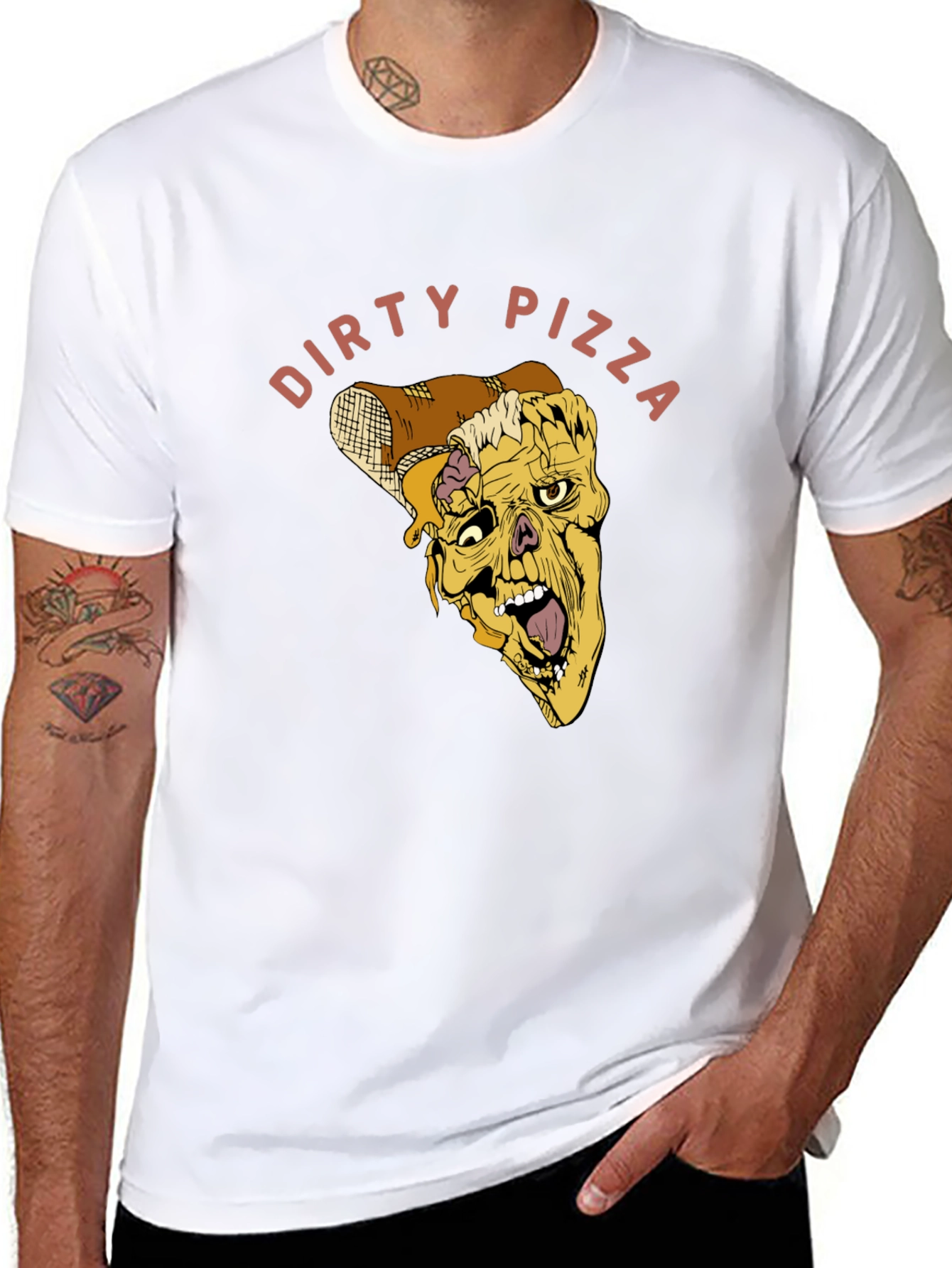 Dirty Pizza Graphic Tee - Black Cotton T-Shirt