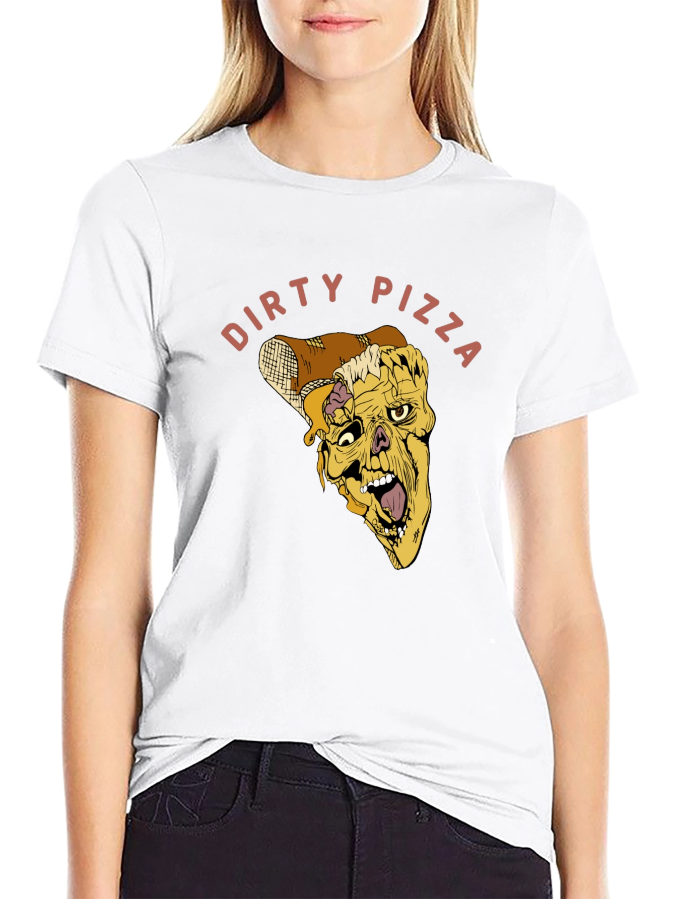 Dirty Pizza Graphic Tee - Black Cotton T-Shirt