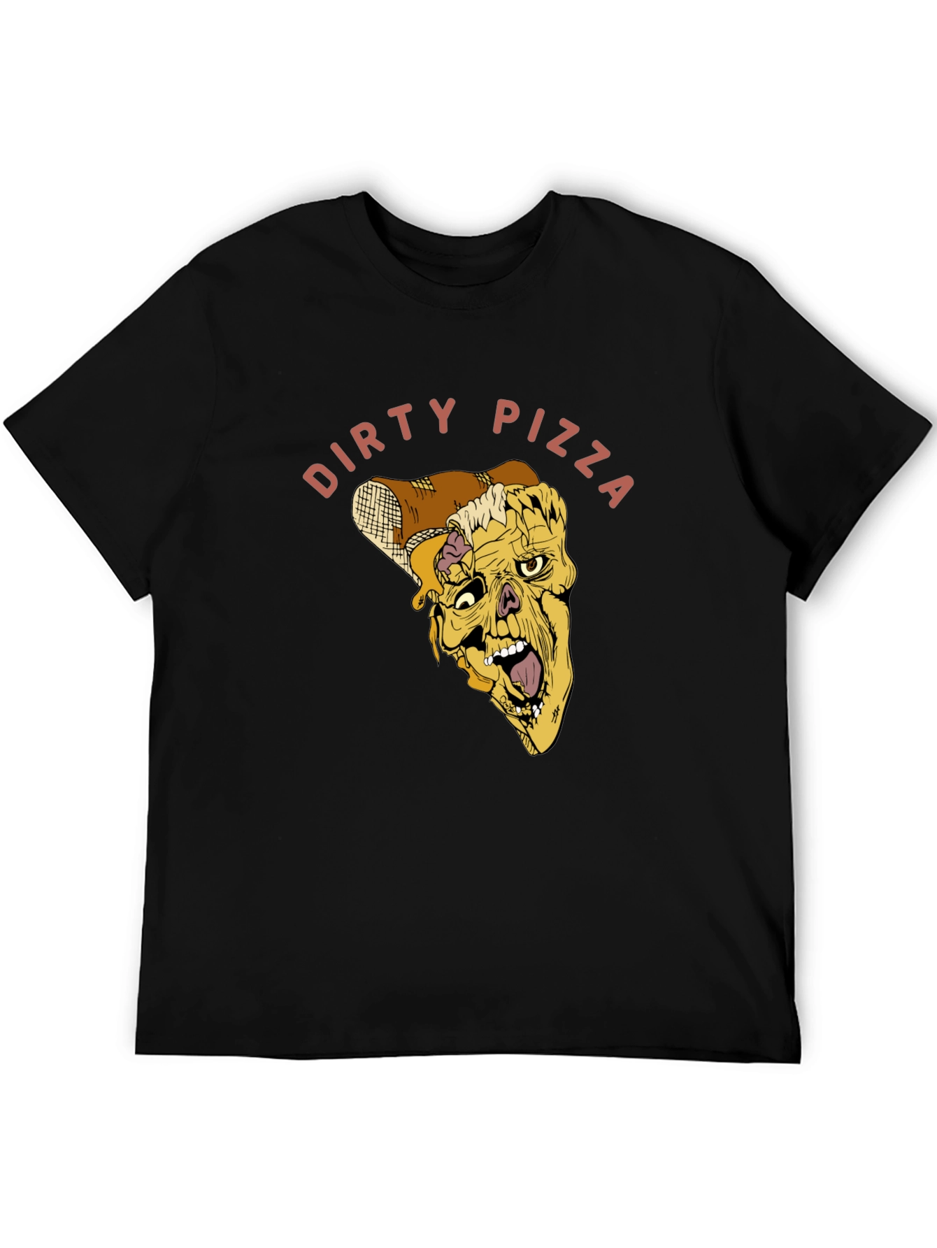 Dirty Pizza Graphic Tee - Black Cotton T-Shirt