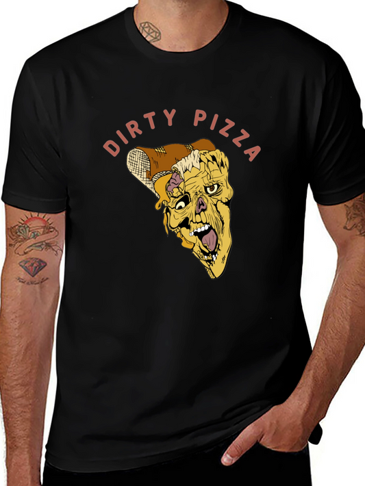 Dirty Pizza Graphic Tee - Black Cotton T-Shirt