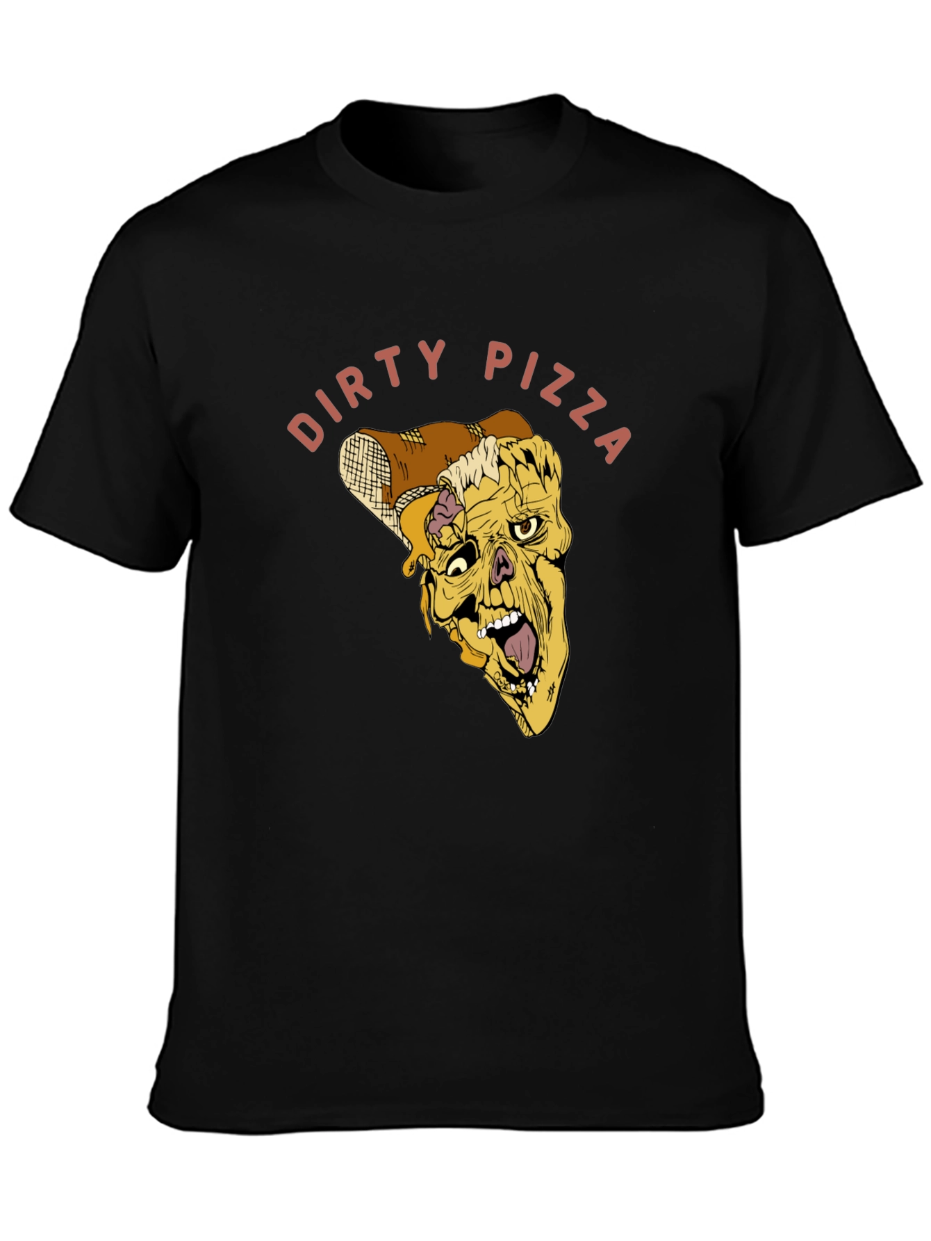 Dirty Pizza Graphic Tee - Black Cotton T-Shirt