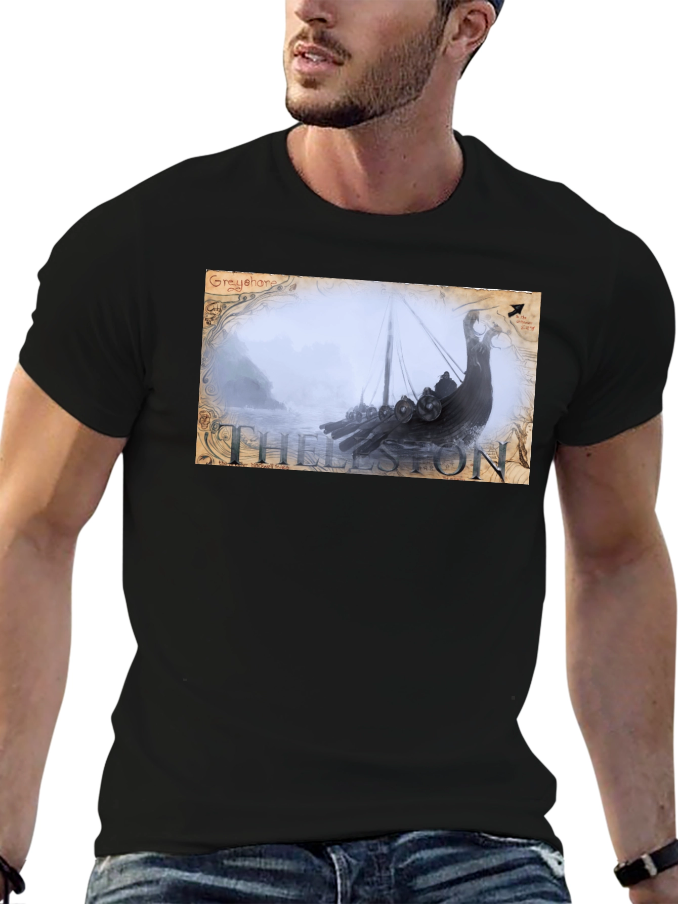 Thelston Viking Ship Black T-Shirt