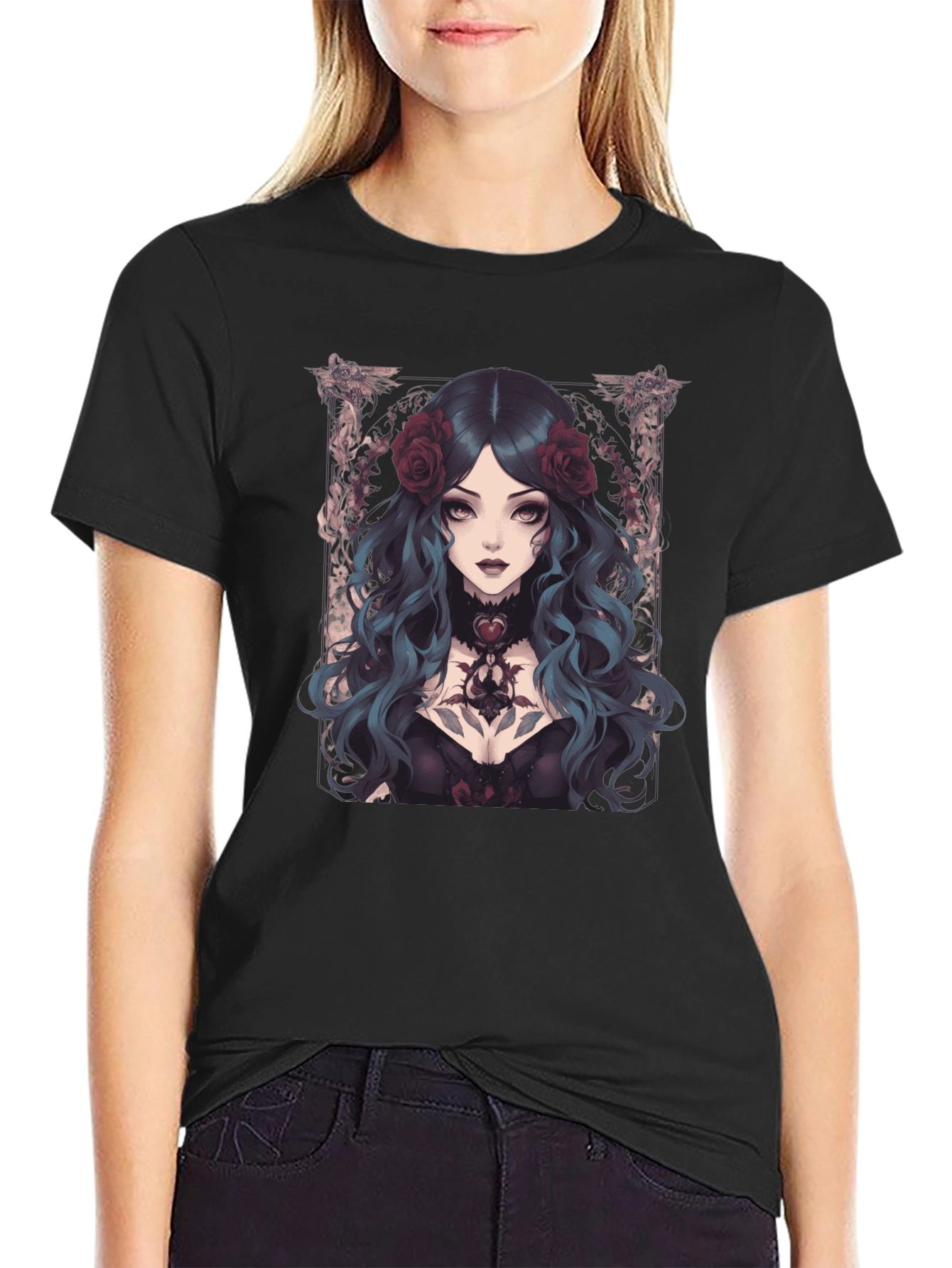 Gothic Rose Witch T-Shirt - Dark Academia Tee