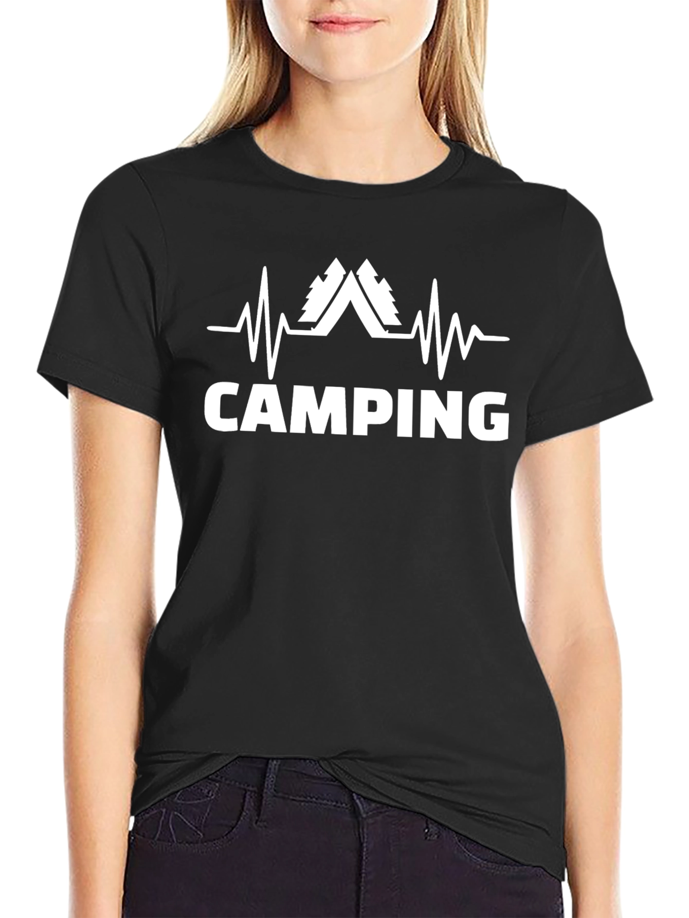 Camping Heartbeat Graphic T-Shirt
