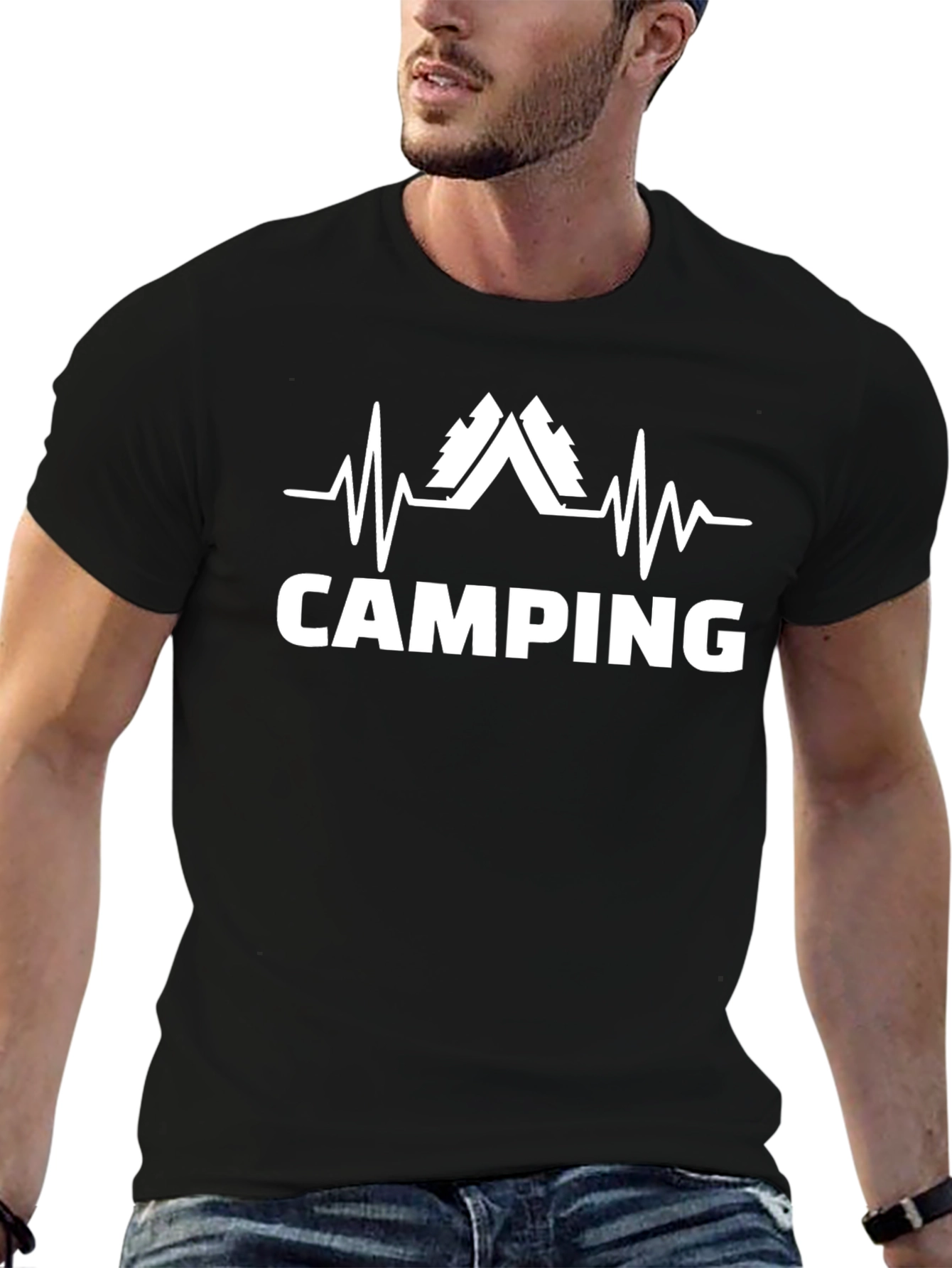 Camping Heartbeat Graphic T-Shirt
