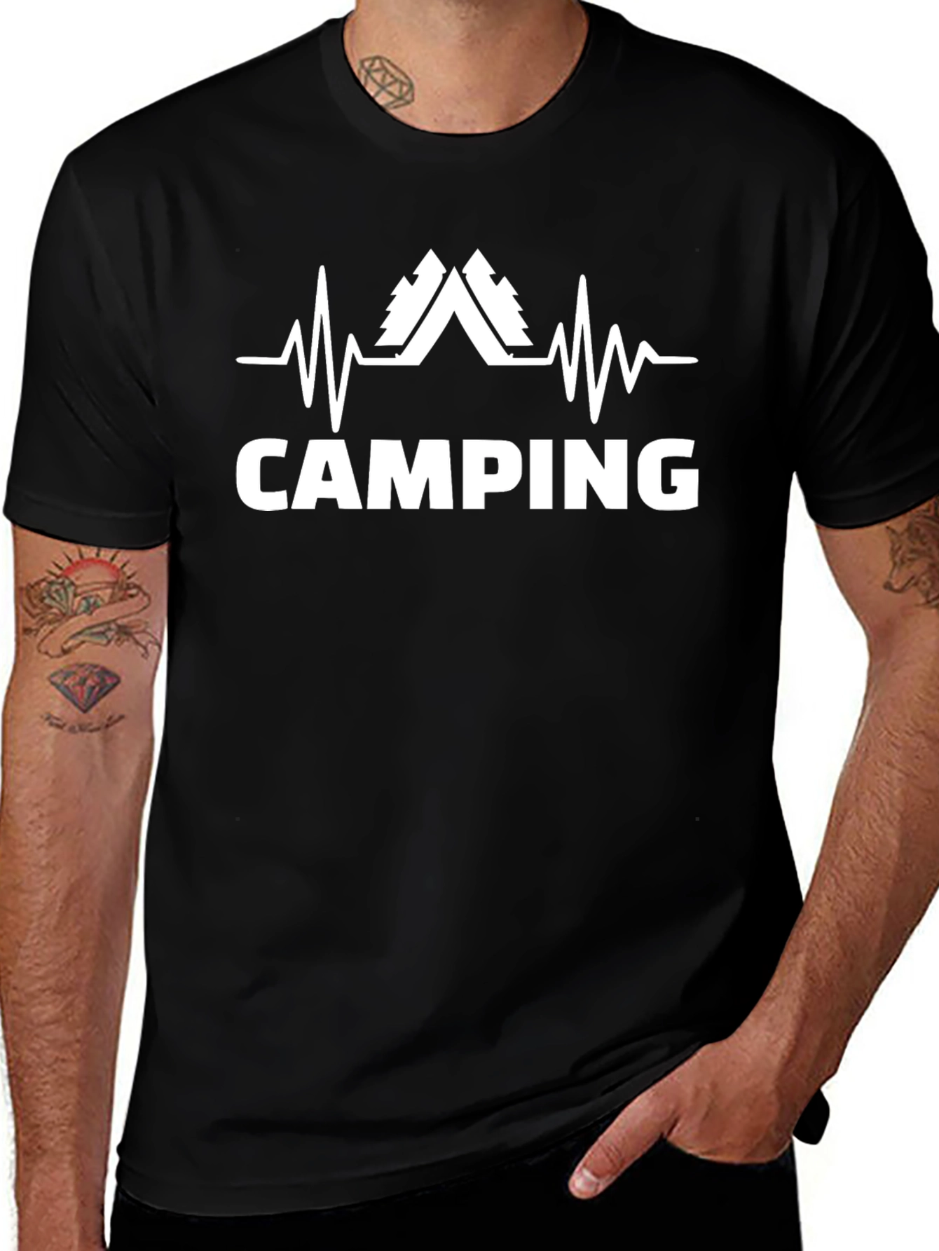 Camping Heartbeat Graphic T-Shirt