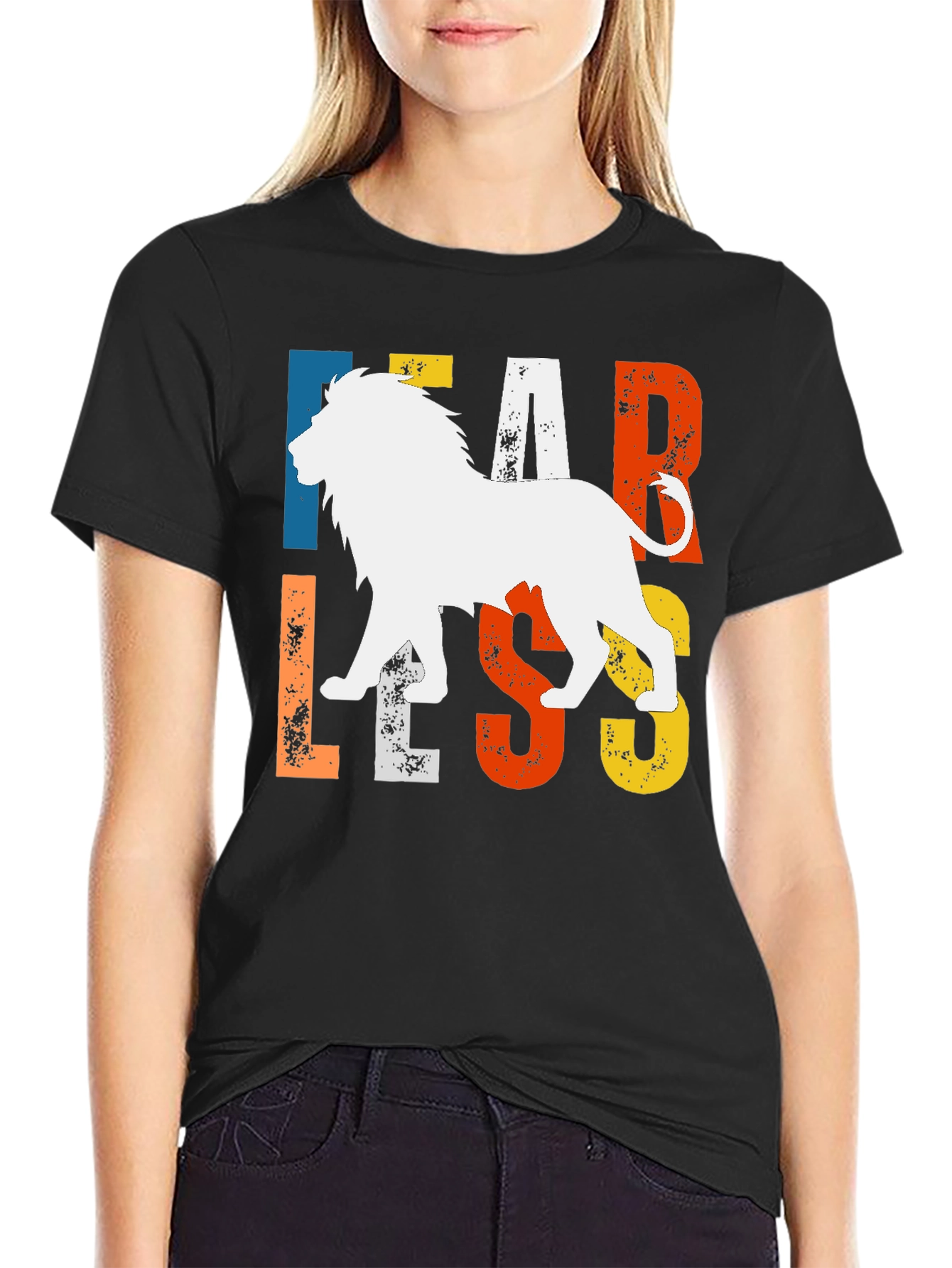 Fearless Lion Graphic Tee - Bold Animal Print T-Shirt