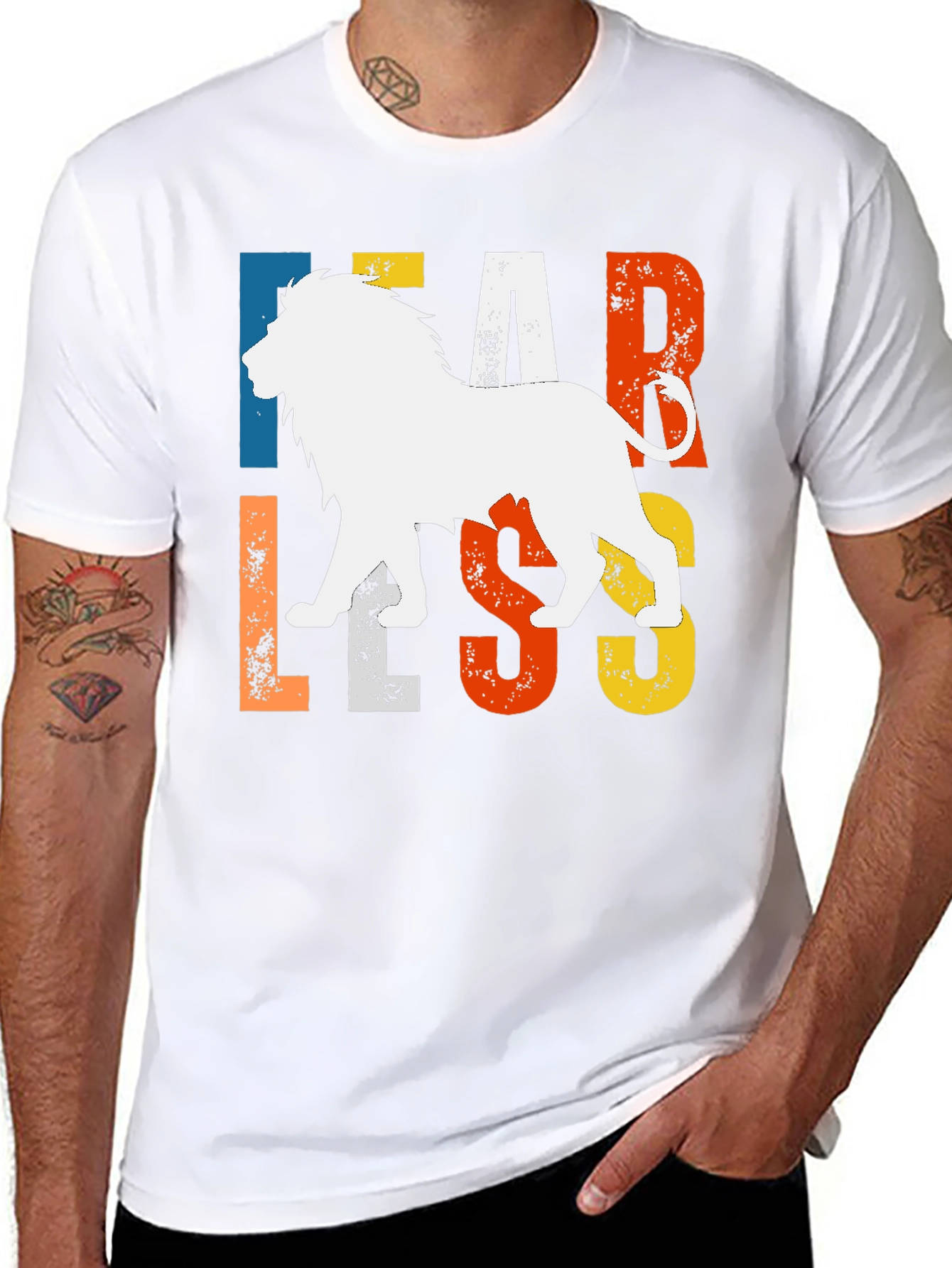 Fearless Lion Graphic Tee - Bold Animal Print T-Shirt