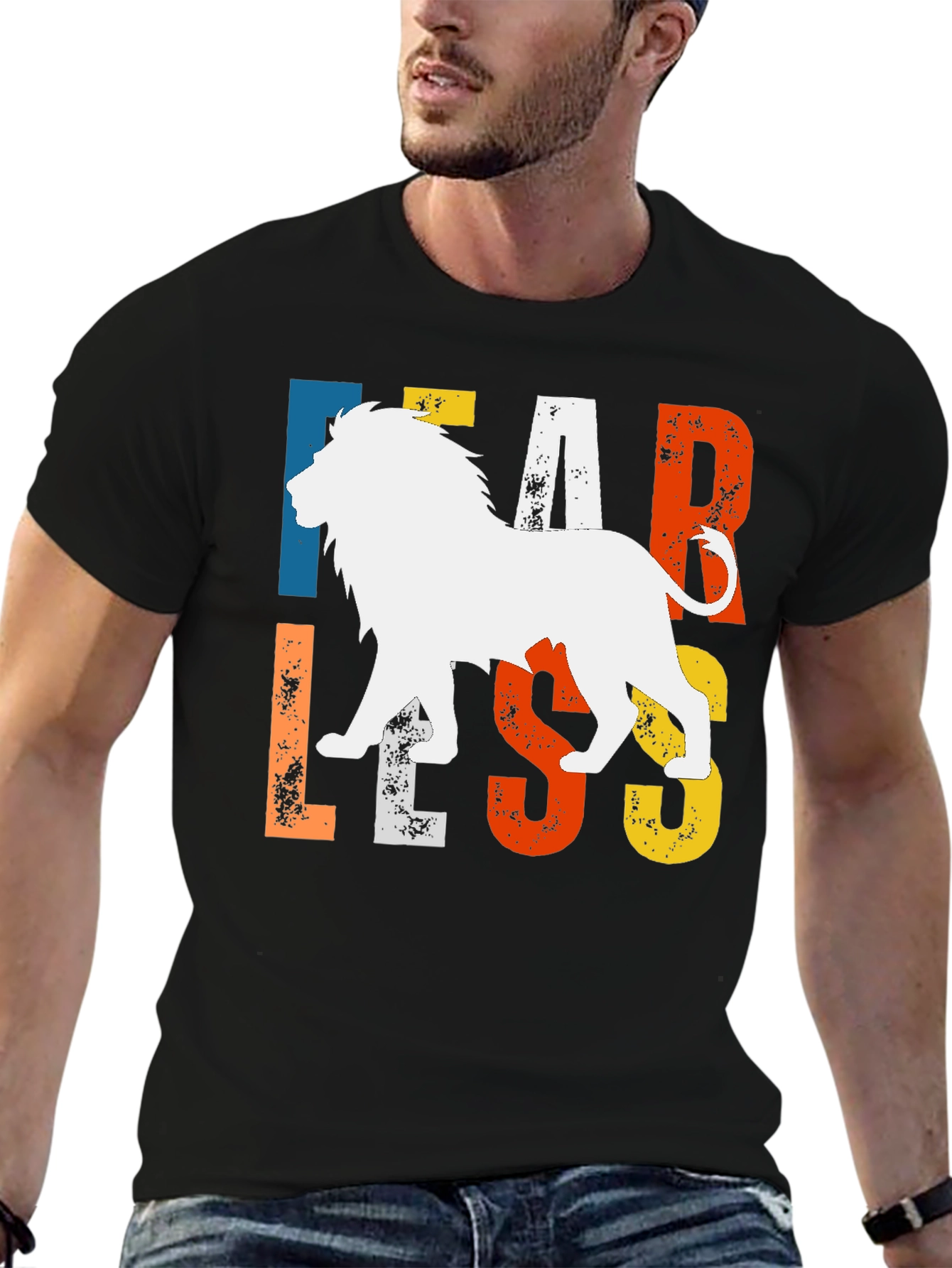Fearless Lion Graphic Tee - Bold Animal Print T-Shirt