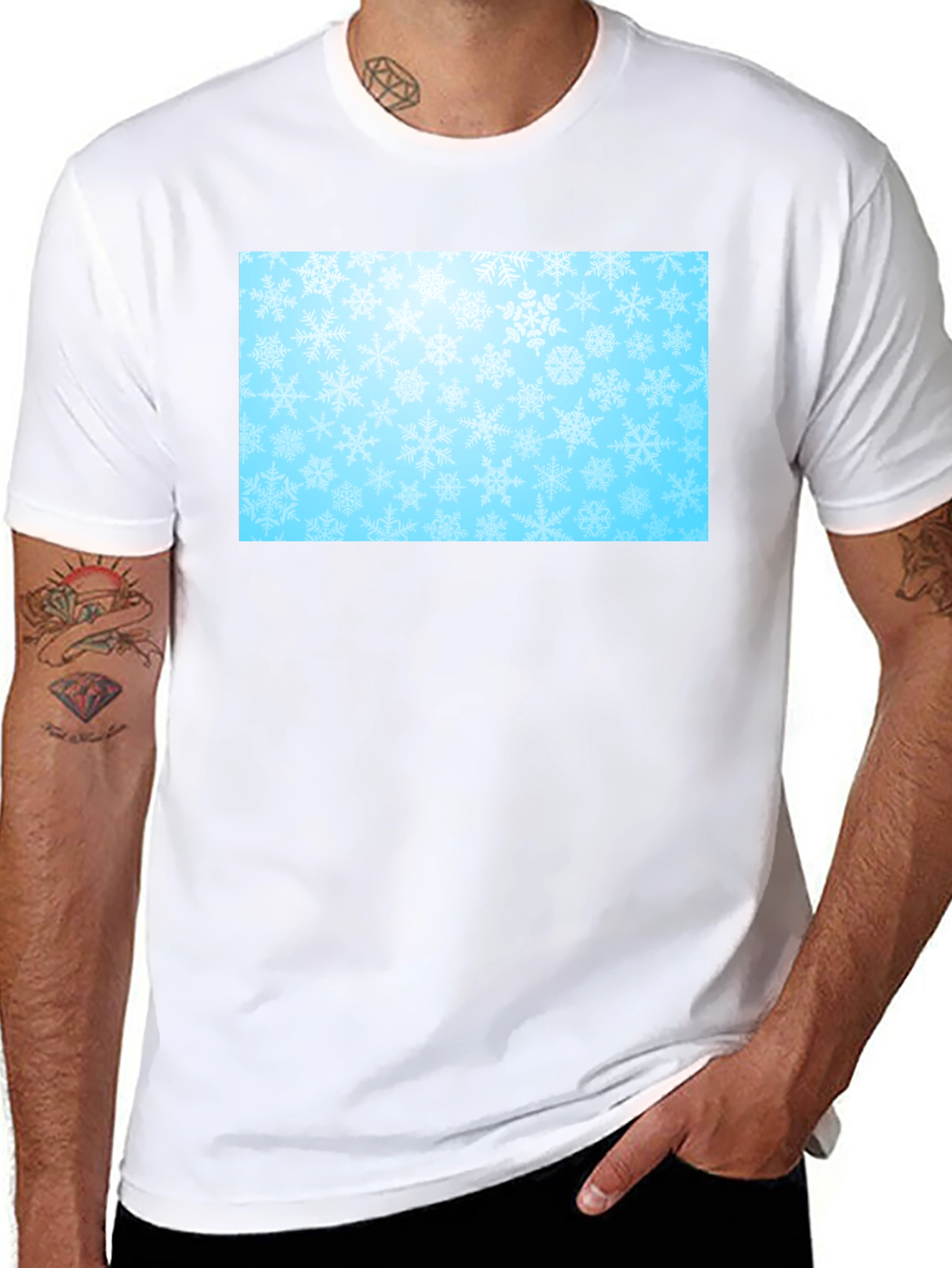 Snowflake Pattern Black Tee