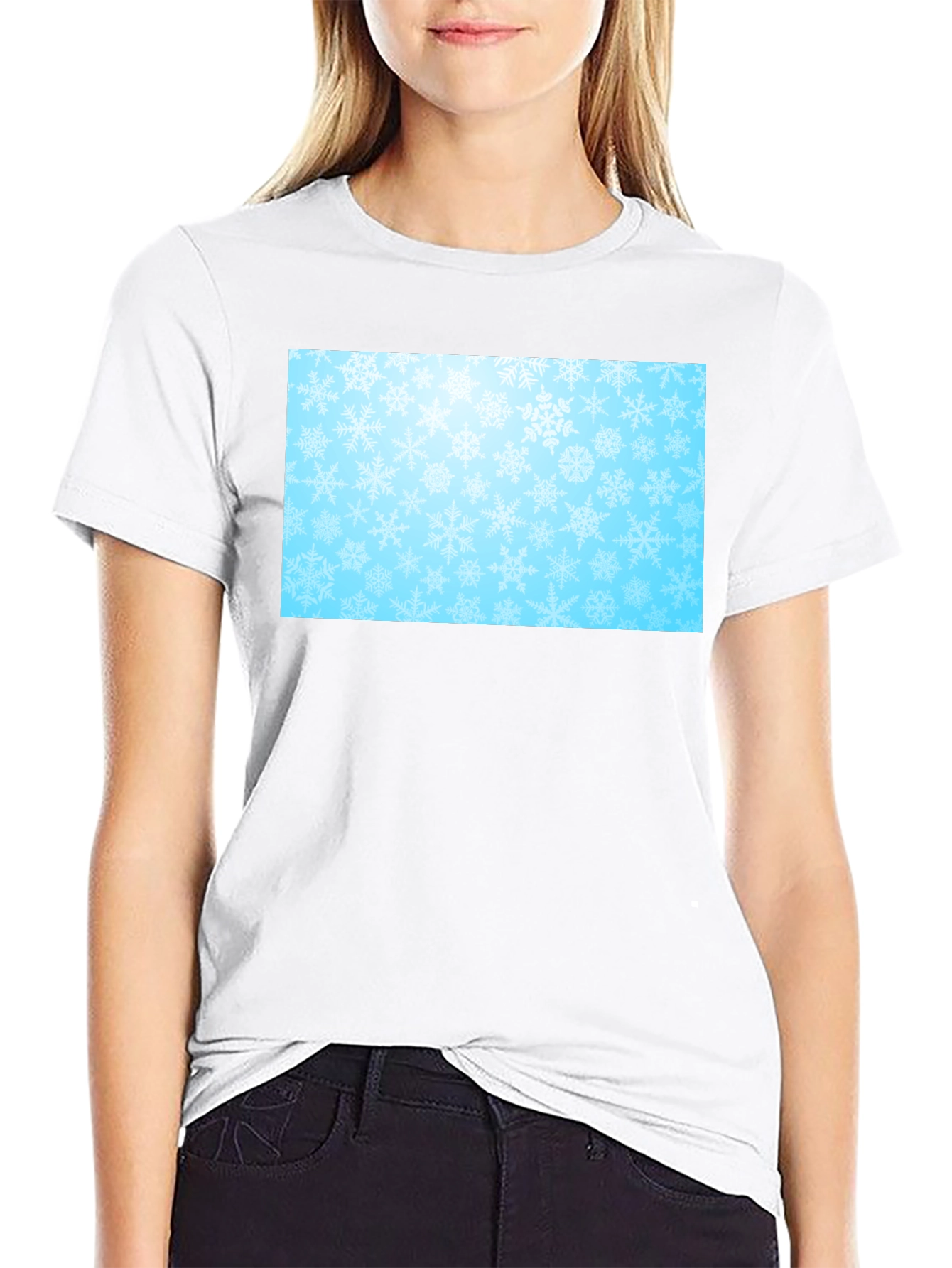 Snowflake Pattern Black Tee