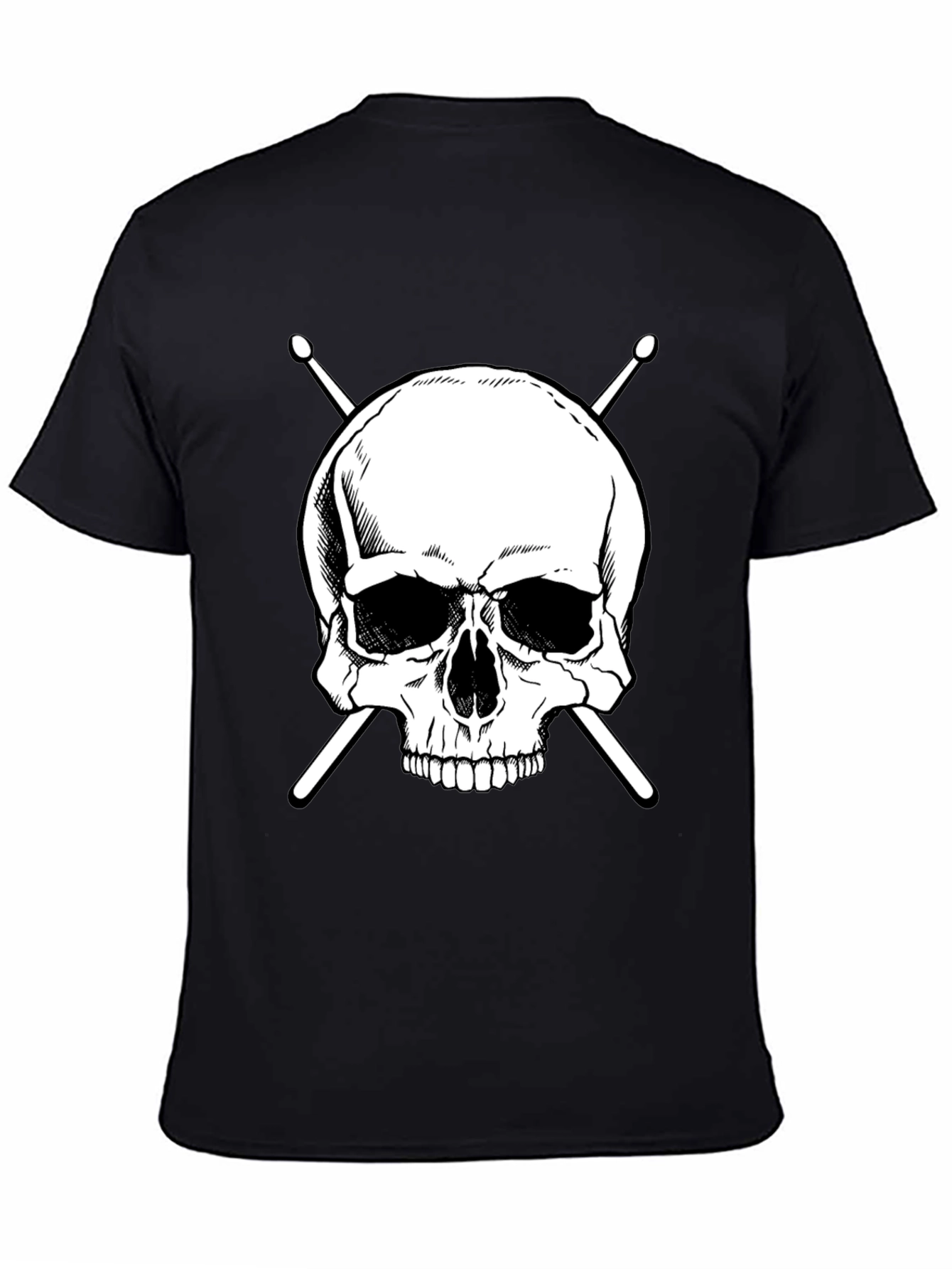 Skull & Drumsticks Graphic Tee - Rock Band Shirt