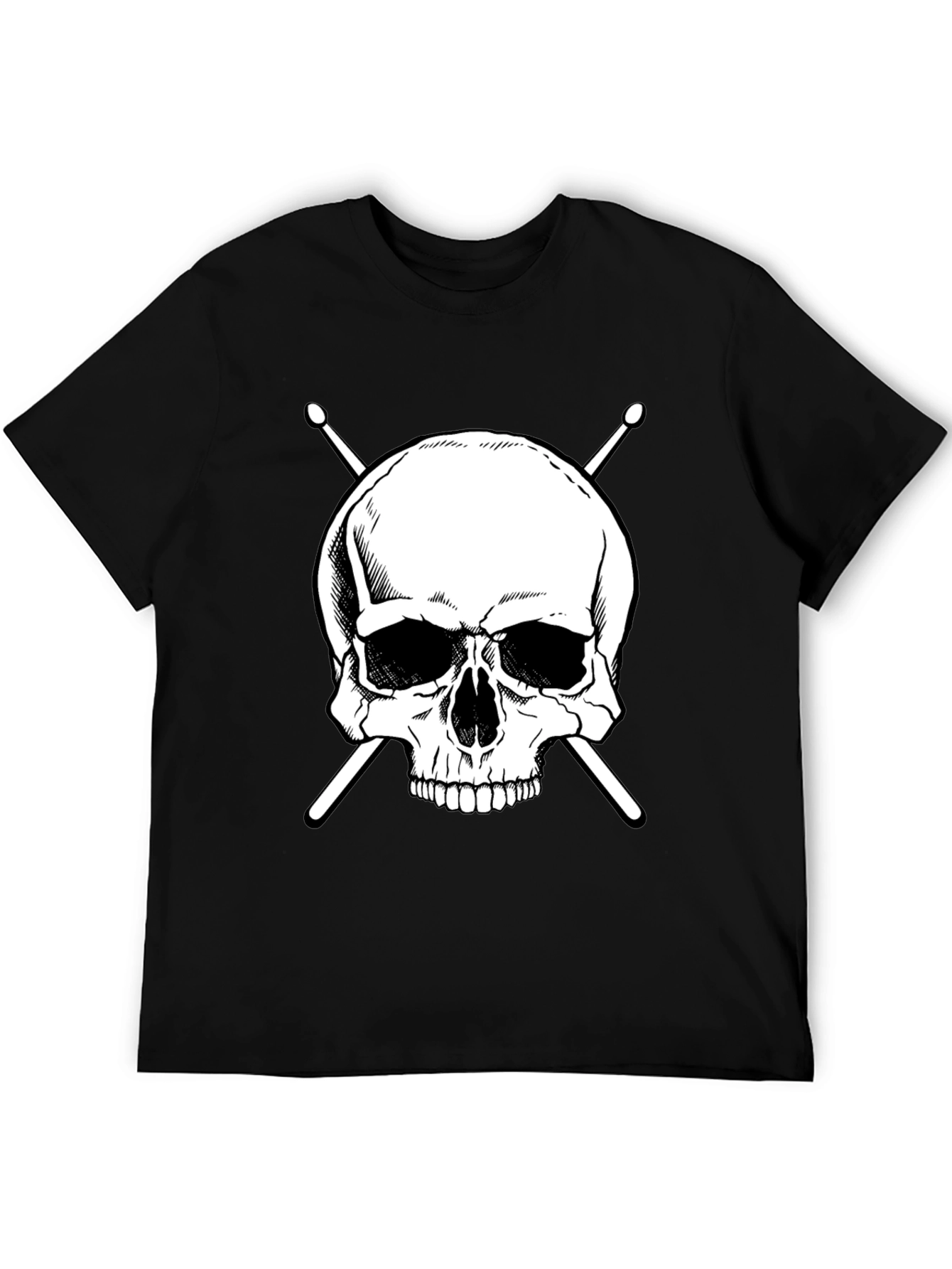 Skull & Drumsticks Graphic Tee - Rock Band Shirt