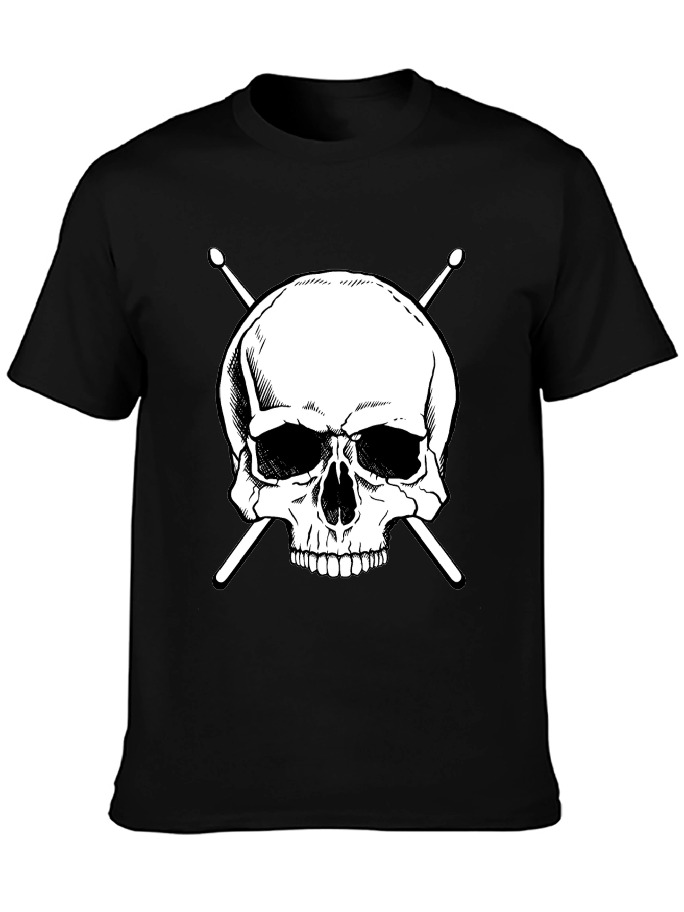 Skull & Drumsticks Graphic Tee - Rock Band Shirt