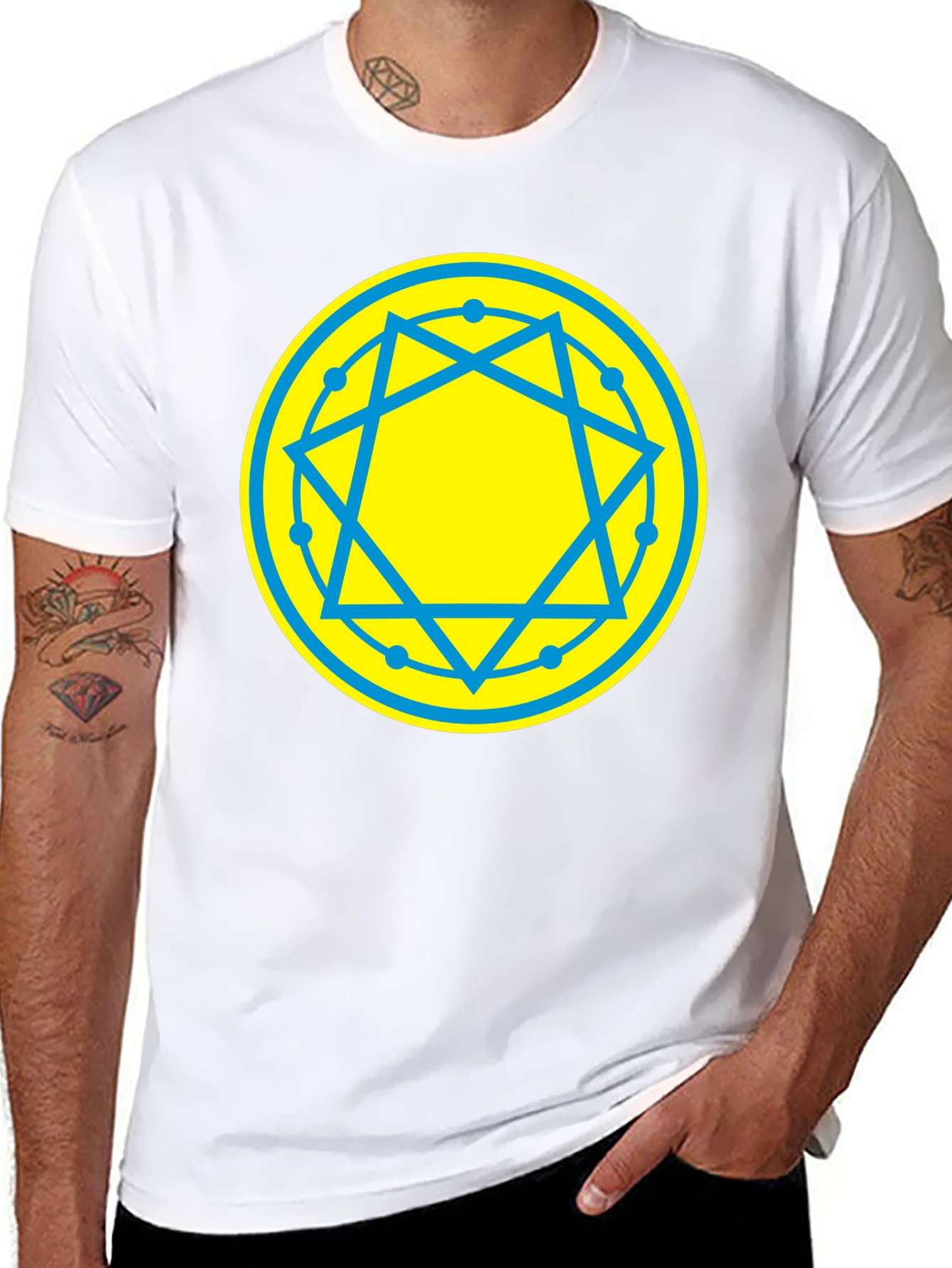 Geometric Symbol Tee - Black Cotton Blend T-Shirt