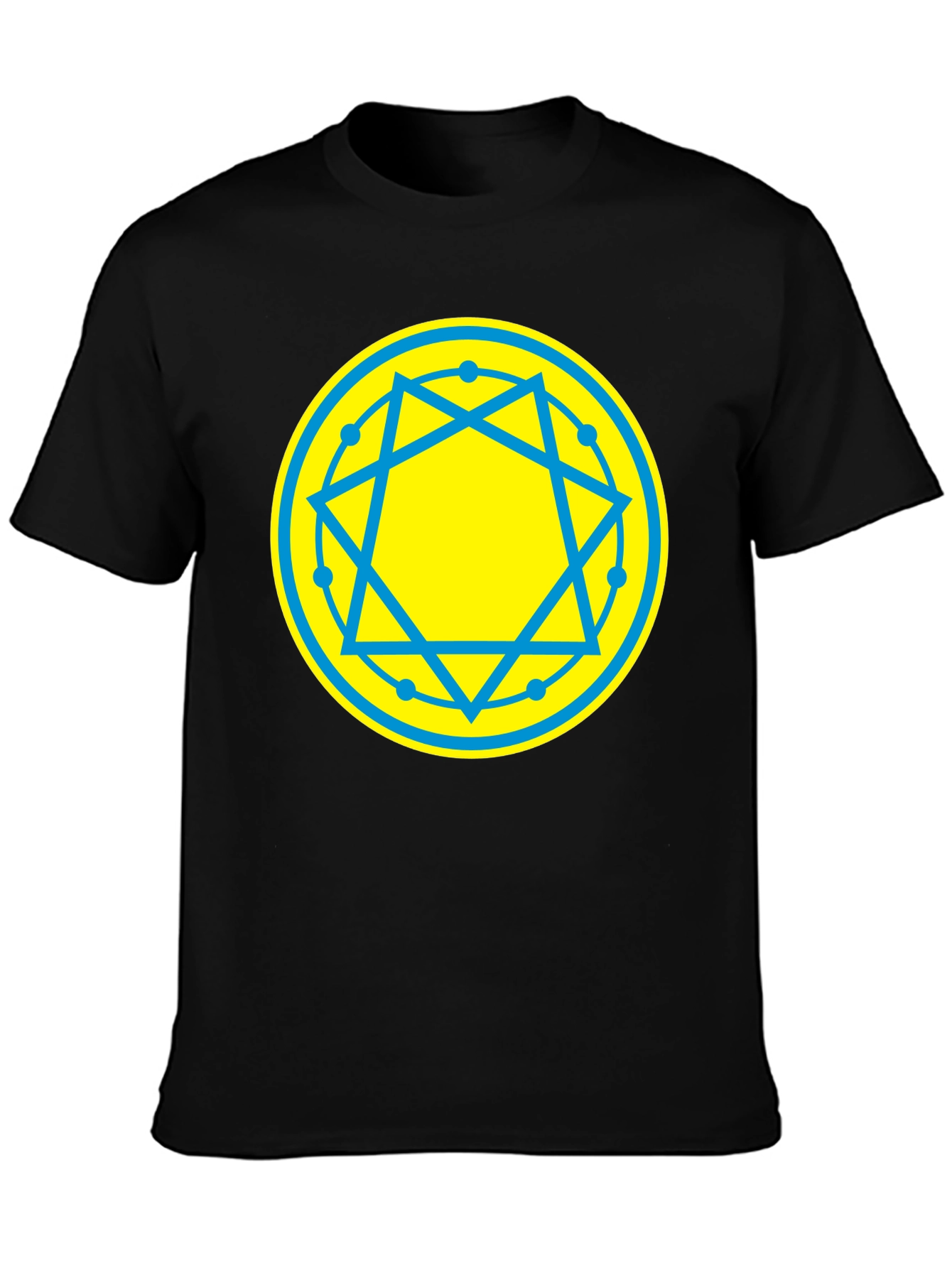 Geometric Symbol Tee - Black Cotton Blend T-Shirt