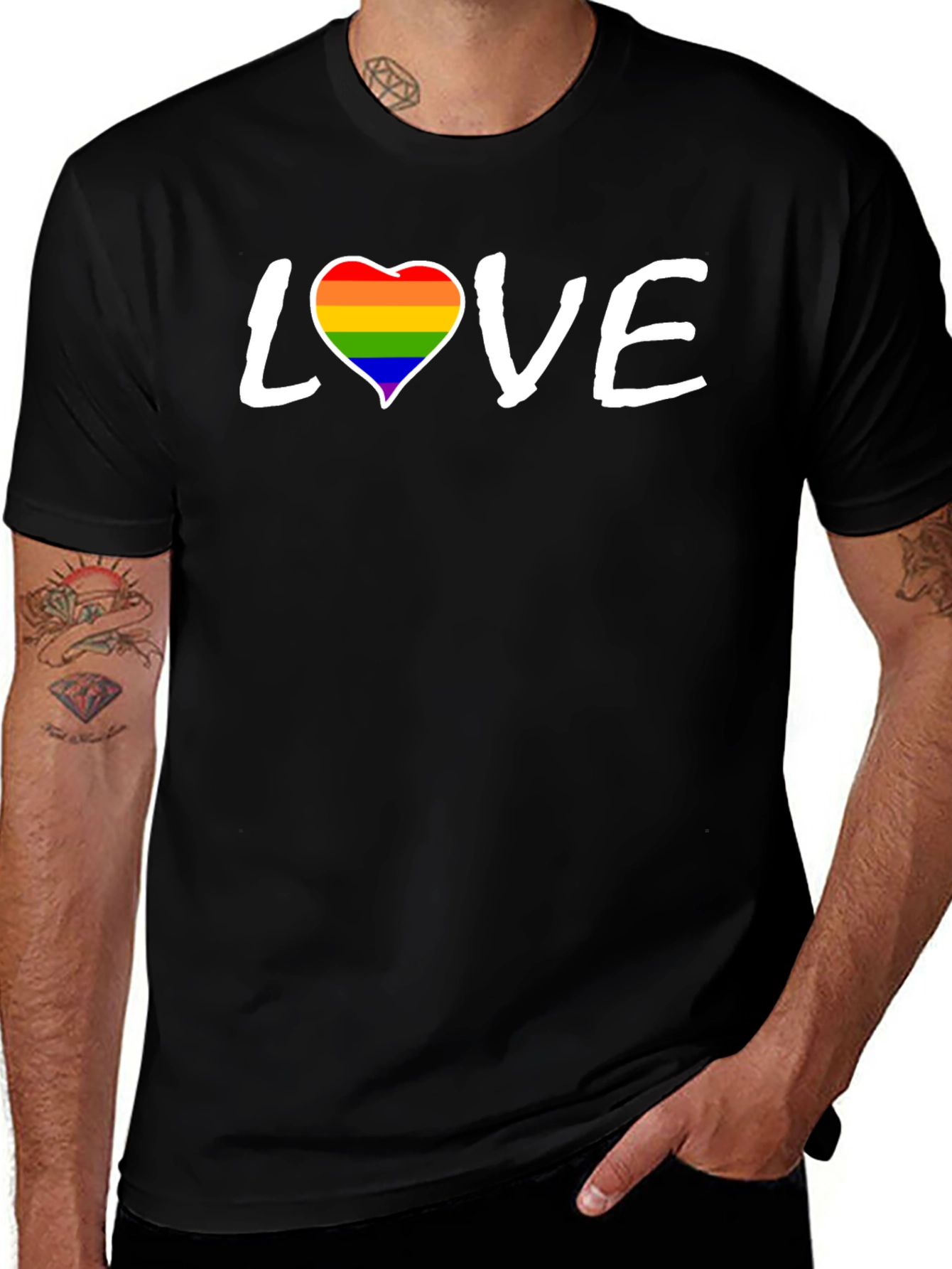 Love Rainbow Heart Graphic Tee - Unisex