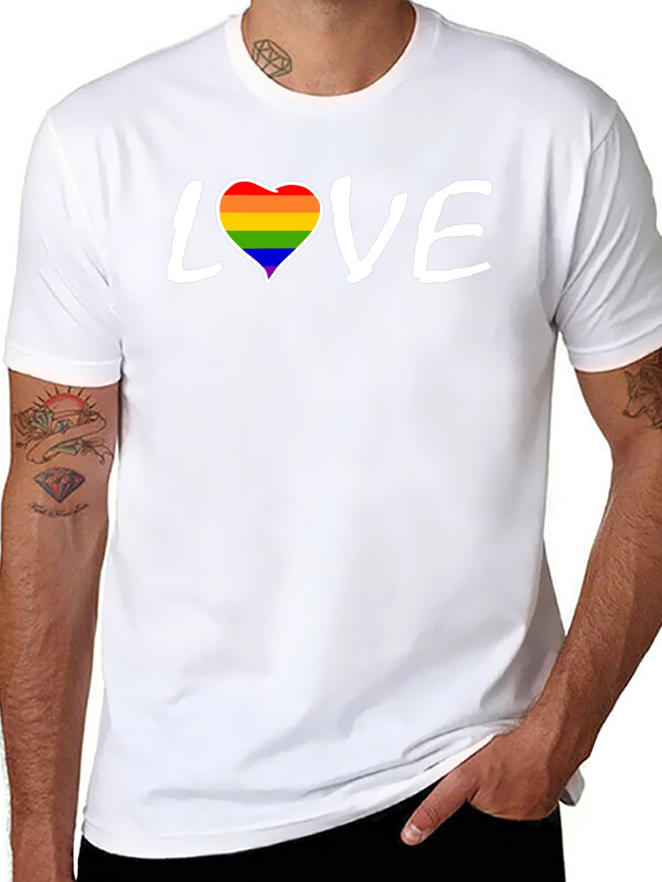 Love Rainbow Heart Graphic Tee - Unisex