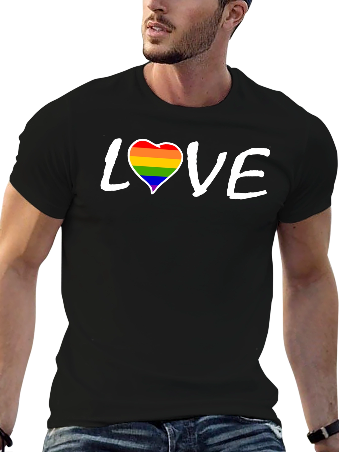 Love Rainbow Heart Graphic Tee - Unisex