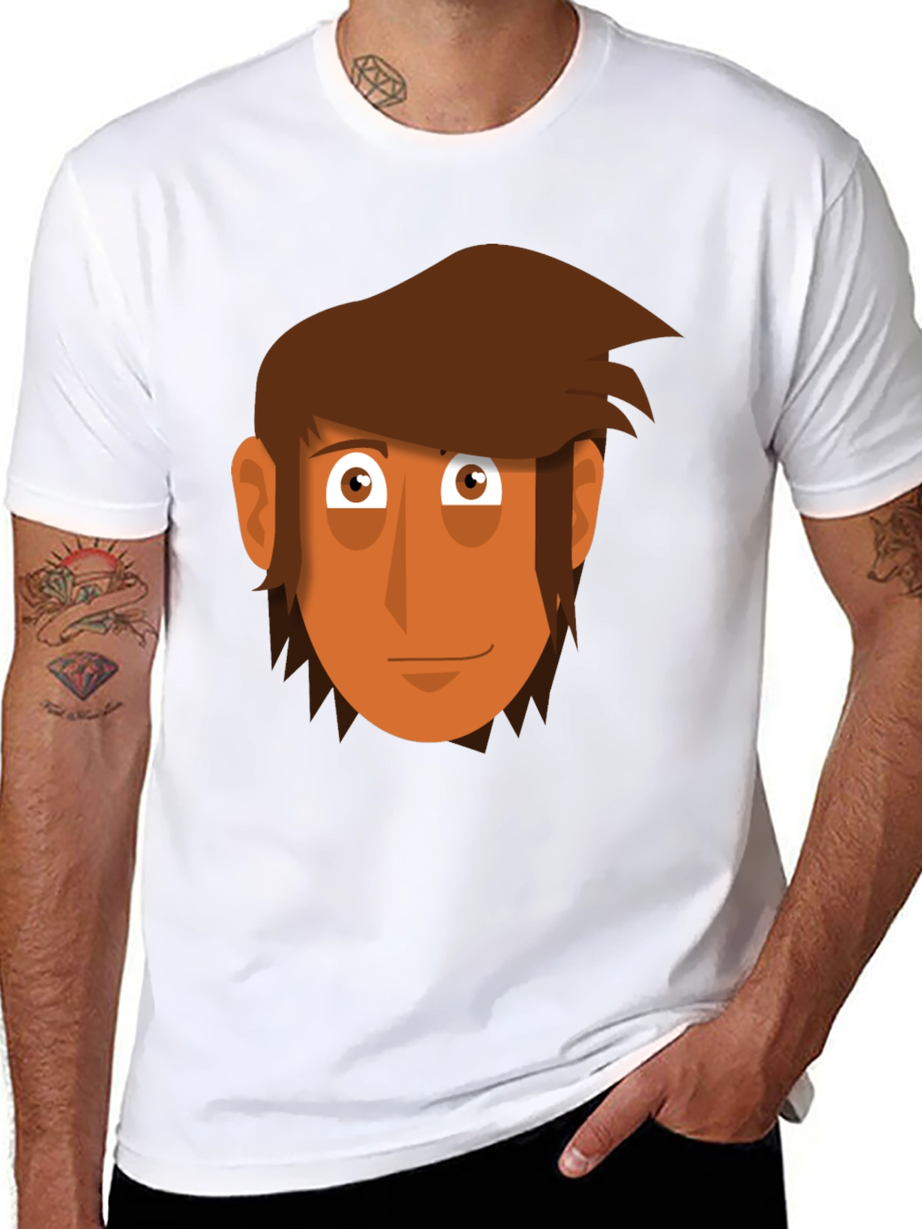 Cartoon Face Graphic Tee - Mens Black T-Shirt