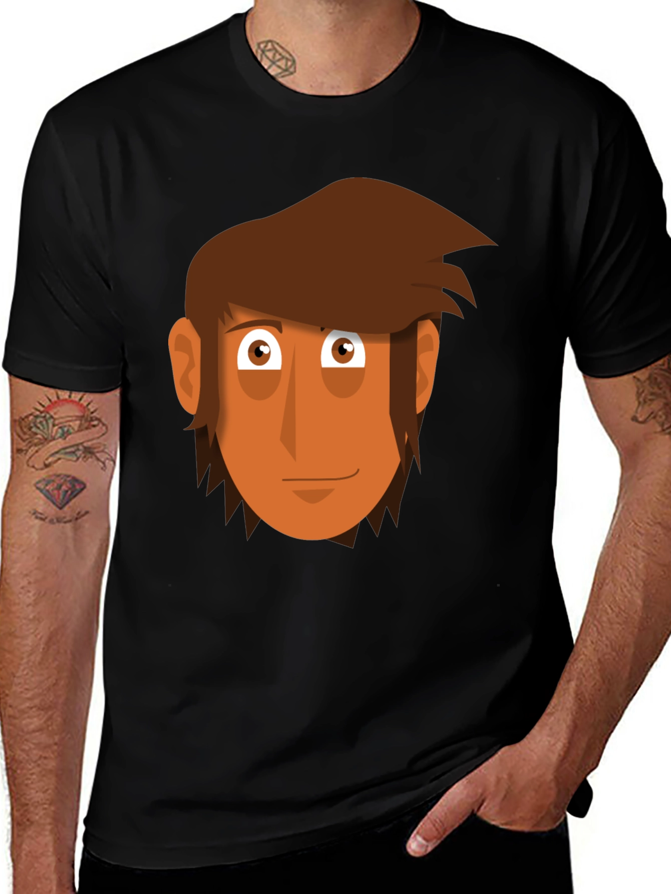 Cartoon Face Graphic Tee - Mens Black T-Shirt