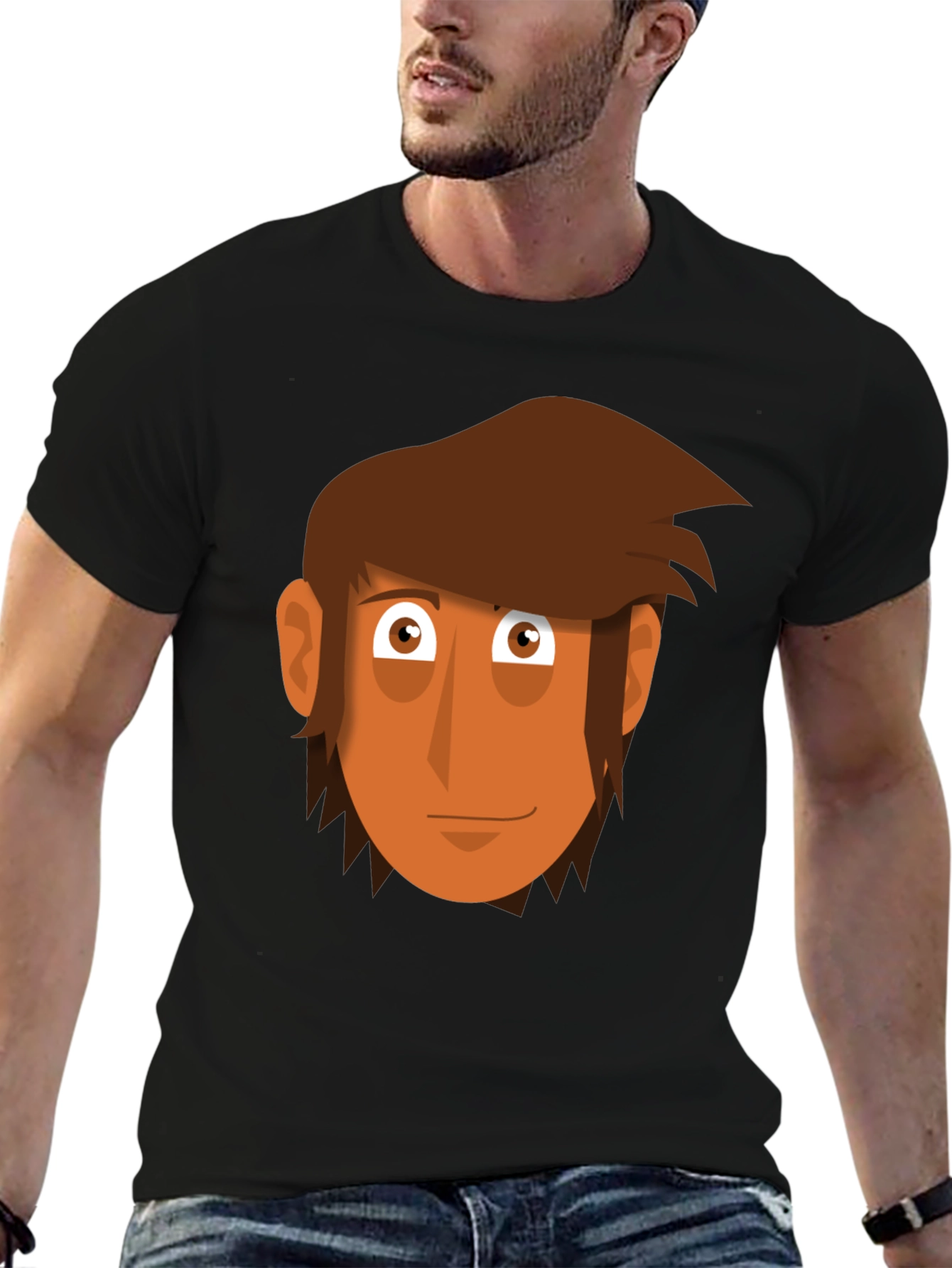 Cartoon Face Graphic Tee - Mens Black T-Shirt