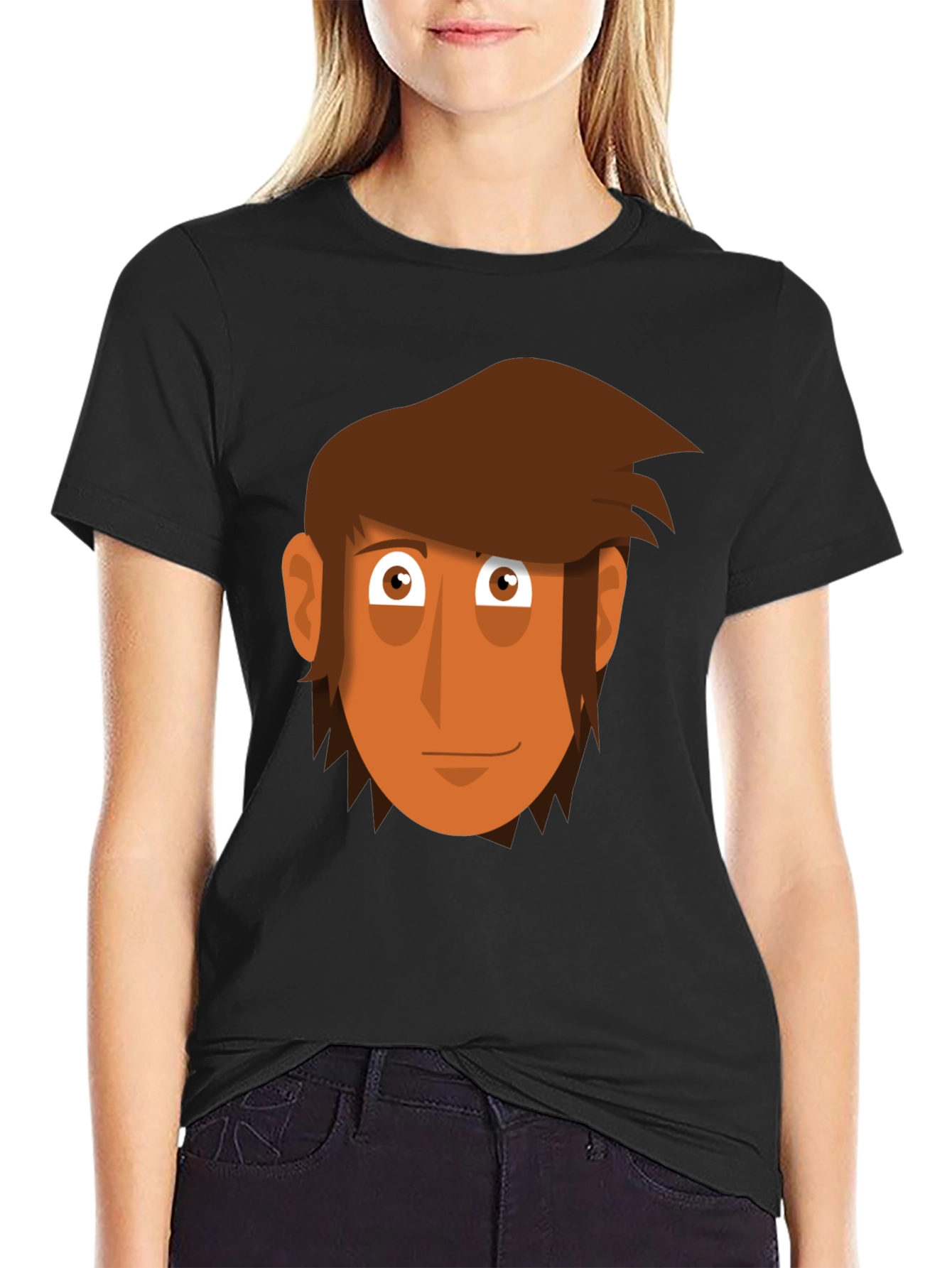 Cartoon Face Graphic Tee - Mens Black T-Shirt