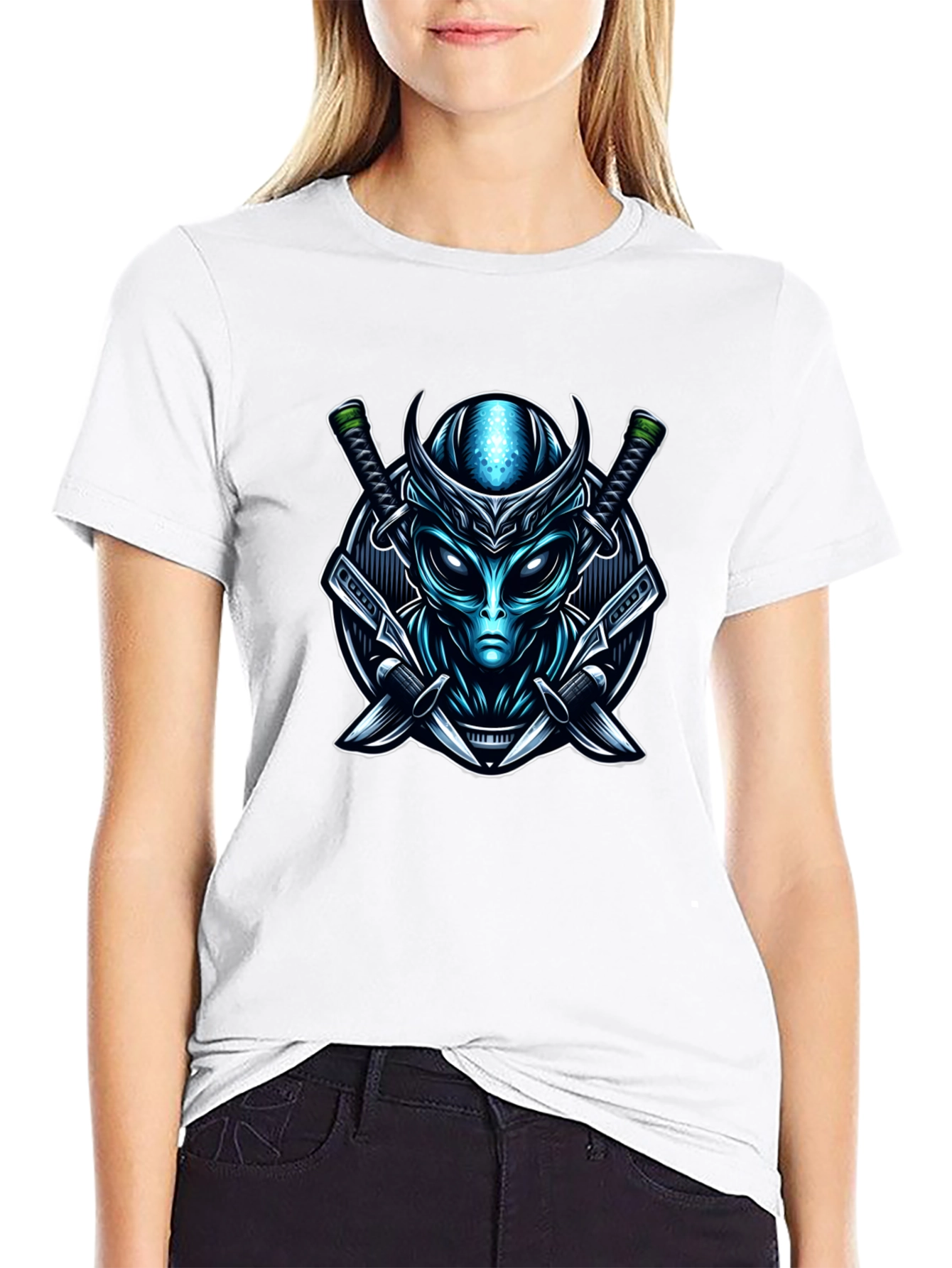 Alien Samurai Graphic Tee - Sci-Fi Warrior T-Shirt