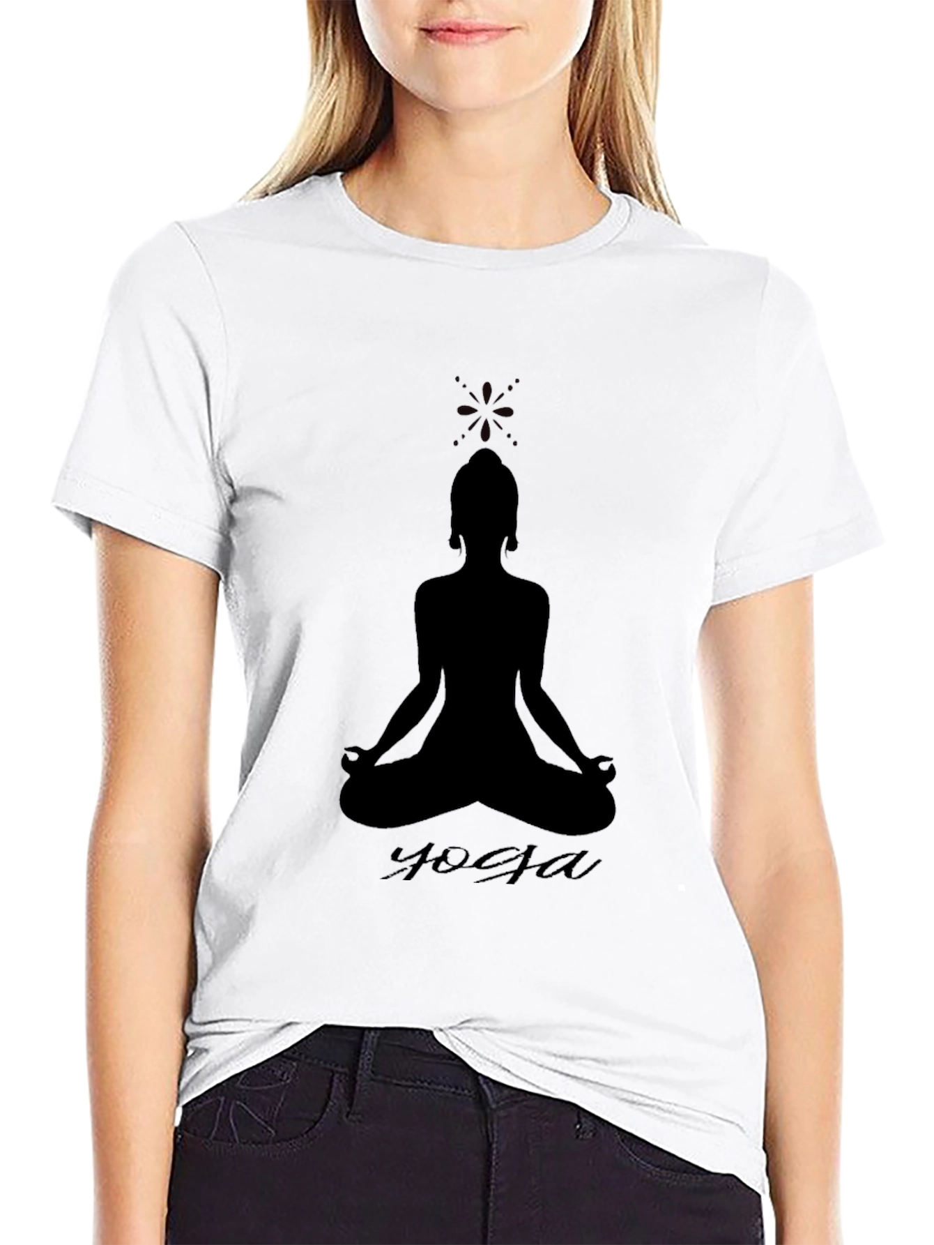 Yoga Silhouette Tee - Black Cotton Blend