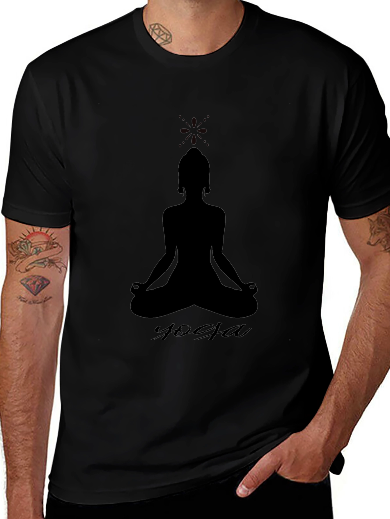 Yoga Silhouette Tee - Black Cotton Blend
