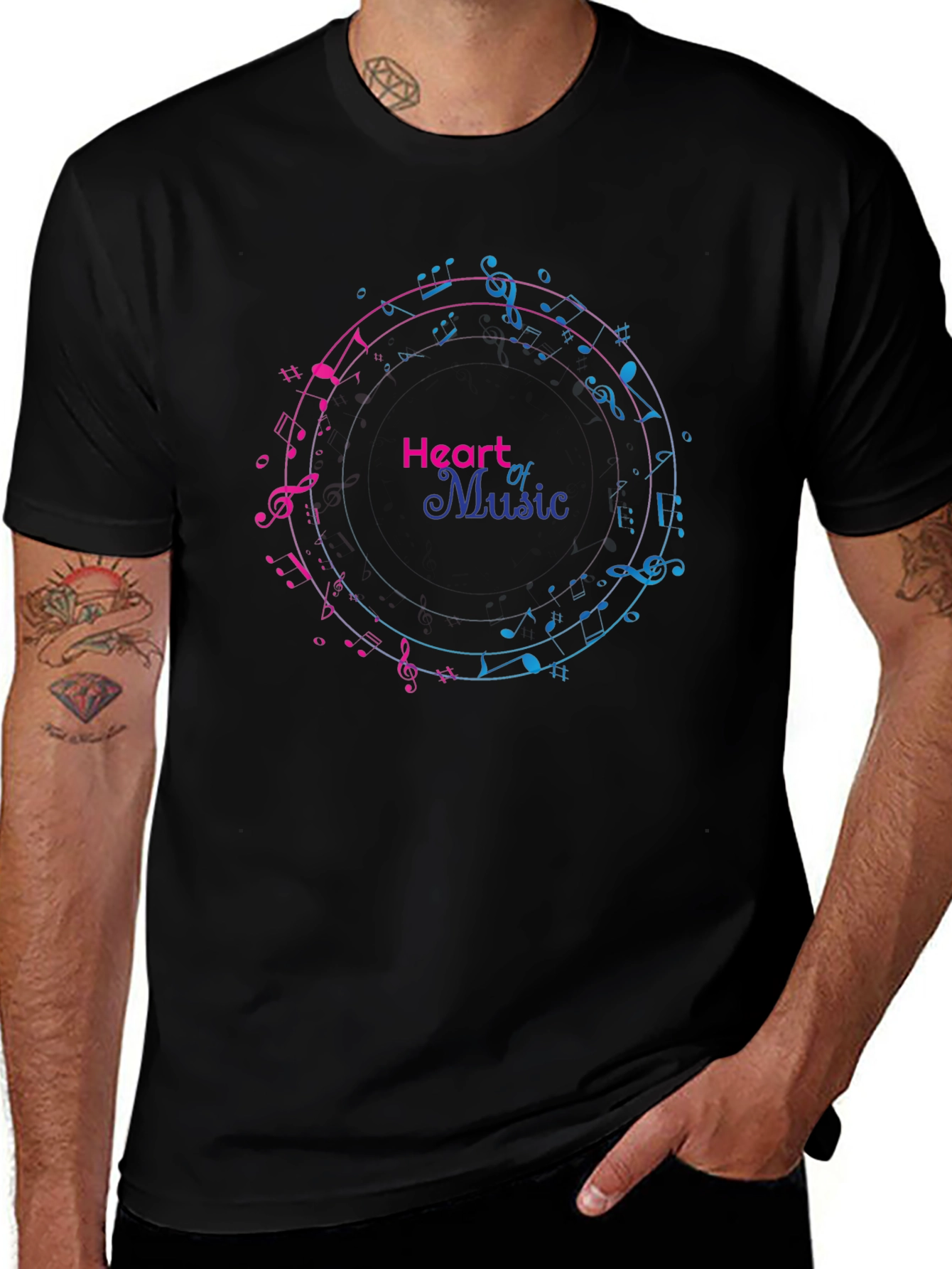 Heart of Music Graphic Tee - Black
