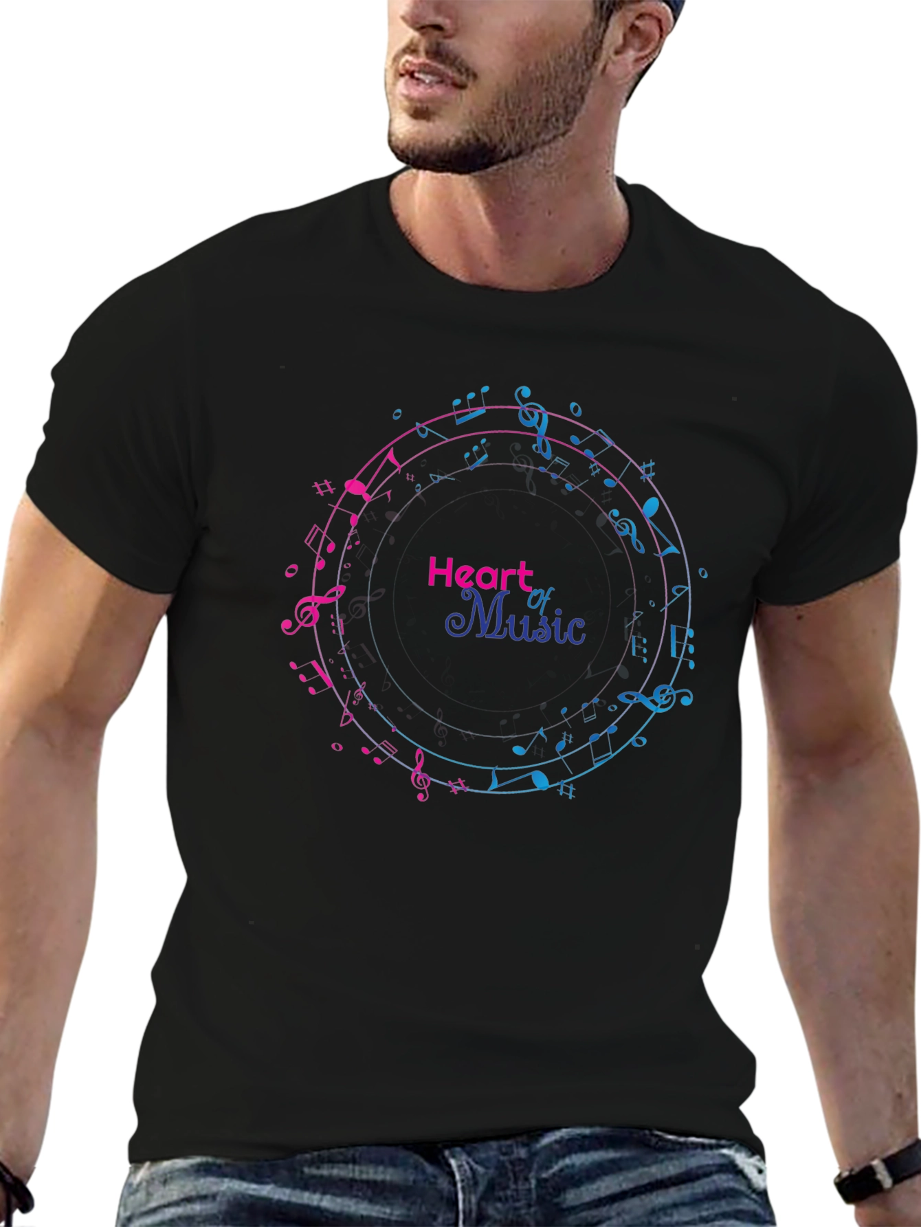 Heart of Music Graphic Tee - Black